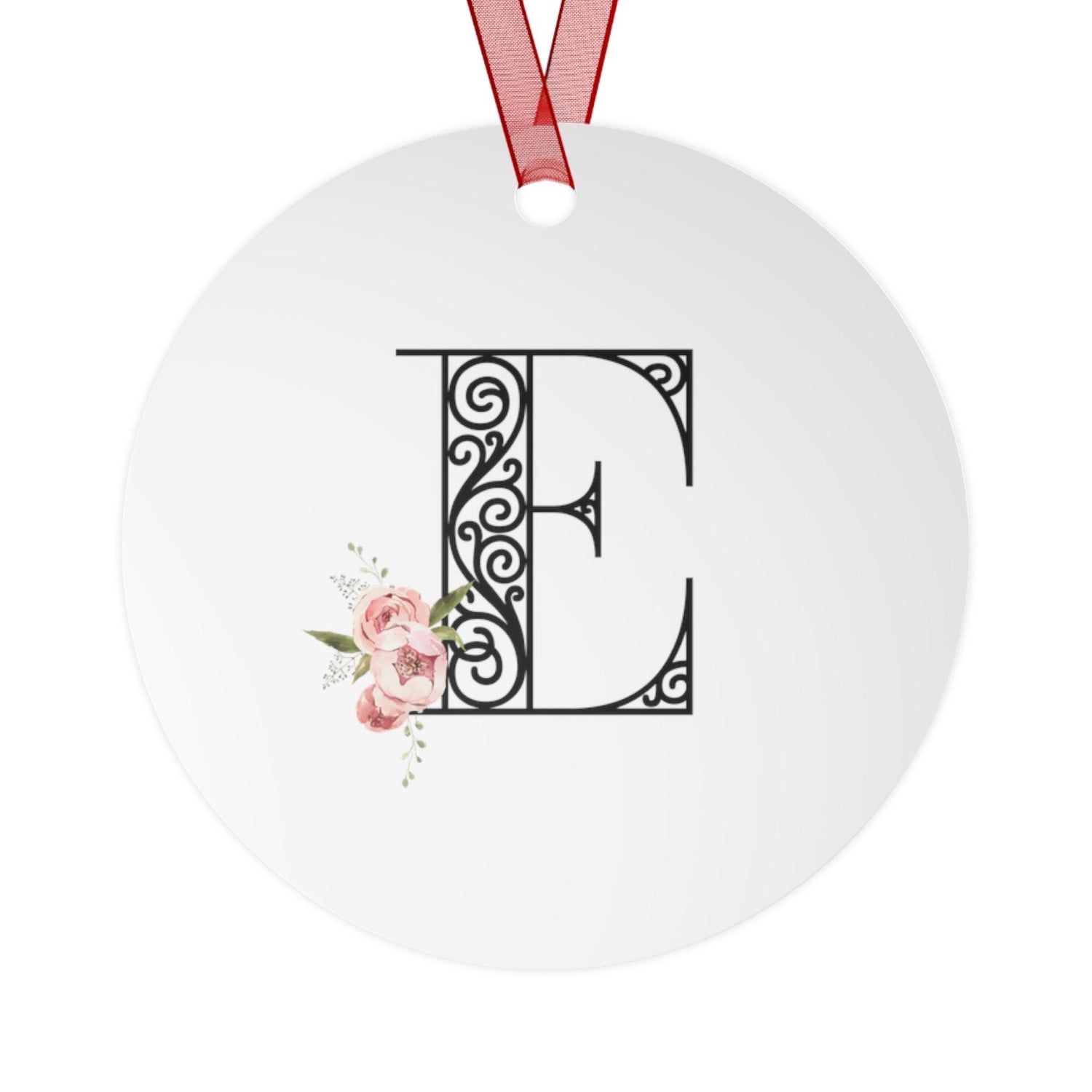 Floral Letters: Letter E - Metal Christmas Ornament - Whippie's