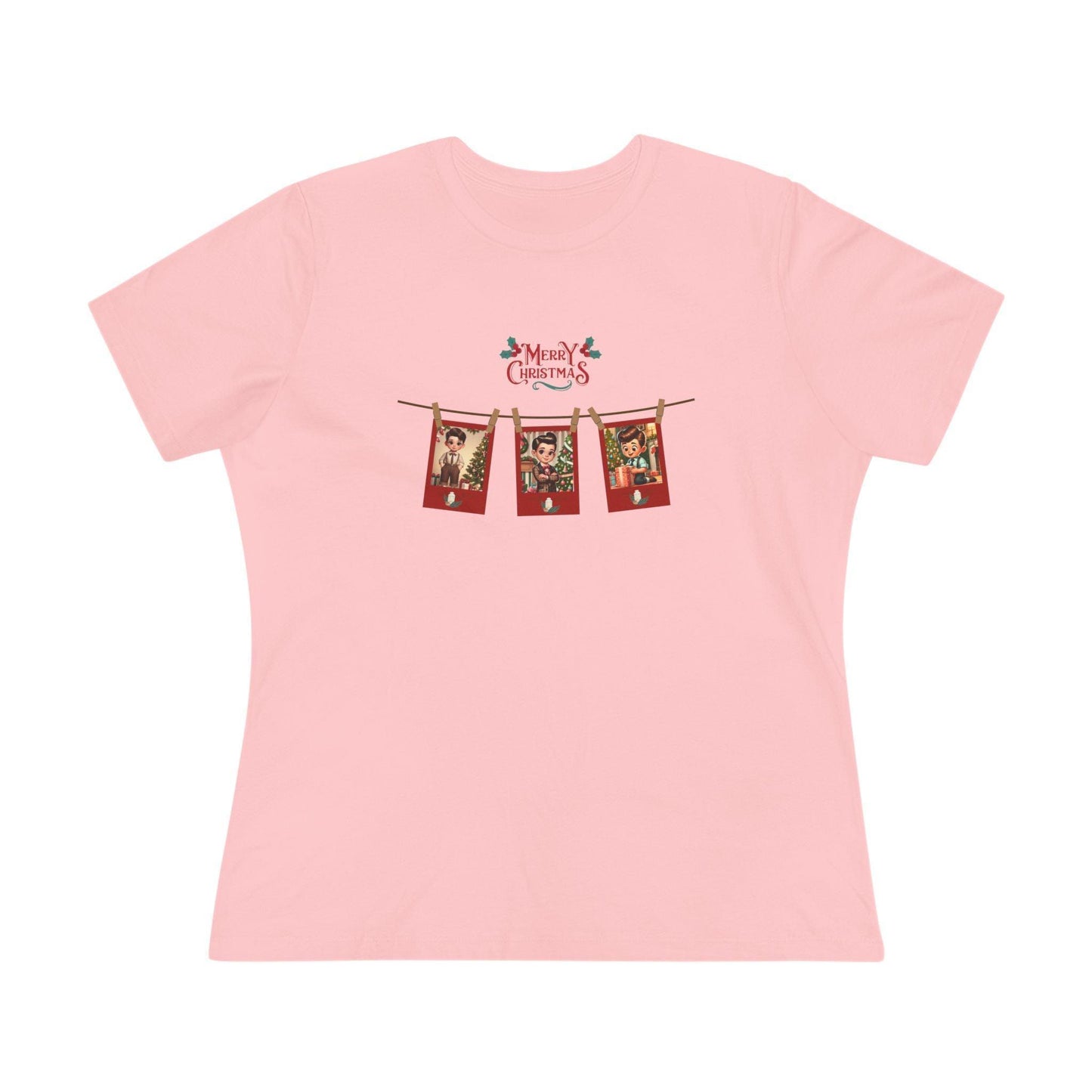 Merry Christmas - Photo Banner - Dark Hair Boys - Women's Softstyle Tee - Whippie's