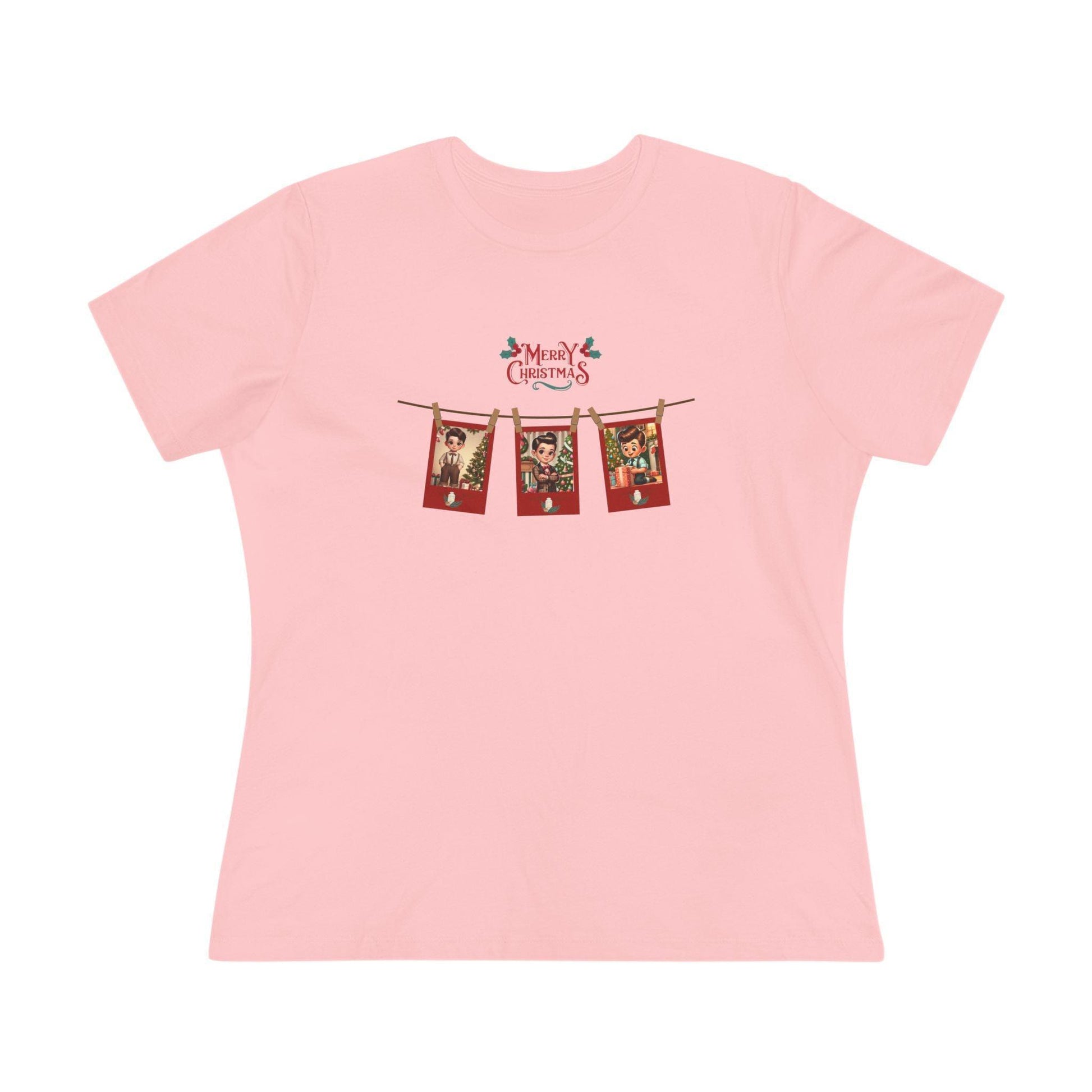 Merry Christmas - Photo Banner - Dark Hair Boys - Women's Softstyle Tee - Whippie's