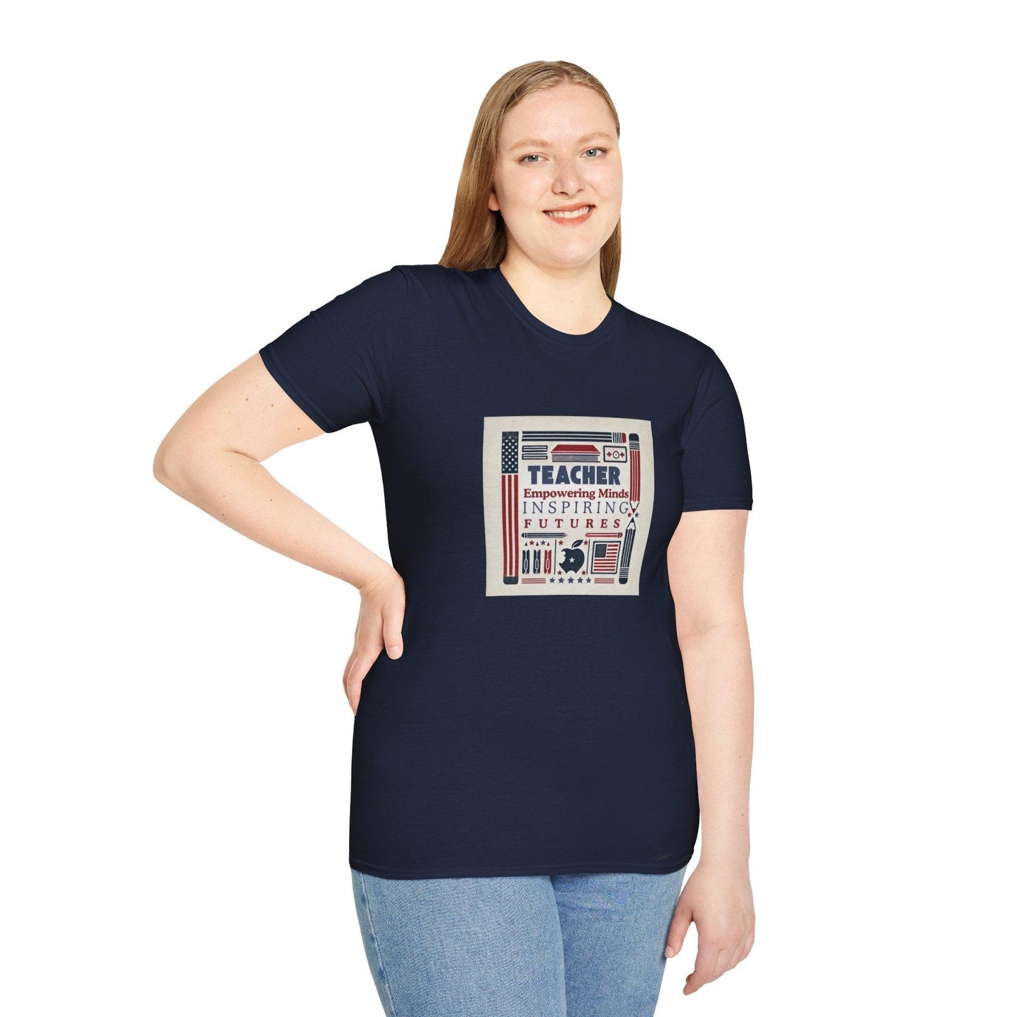 Teacher, Empowering Minds, Inspiring Futures Tee 🍎📚 - Patriotic Colors - Unisex T-Shirt - Whippie's