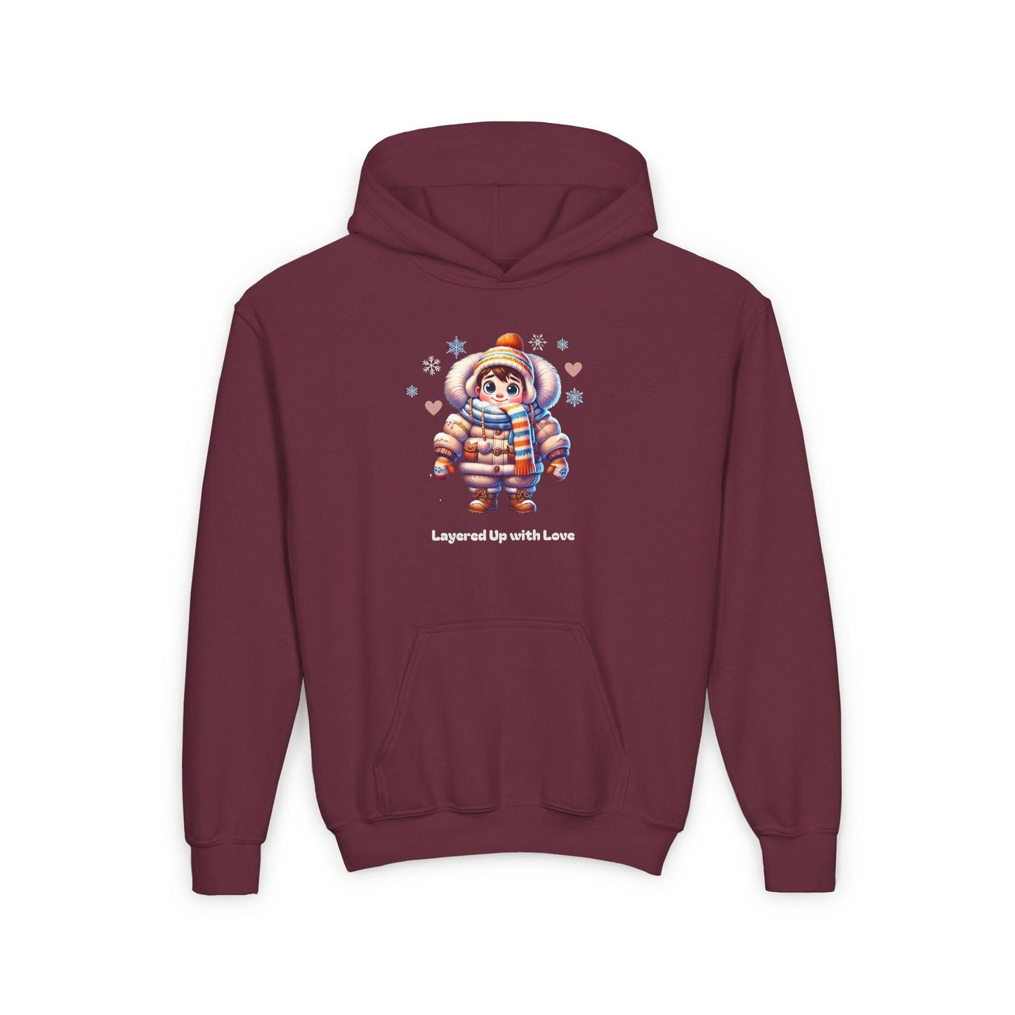 Layered Up with Love (Boy) - Cozy Comfort for Kids! ❄️💙 Youth Heavy Blend Hooded Sweatshirt - Whippie's
