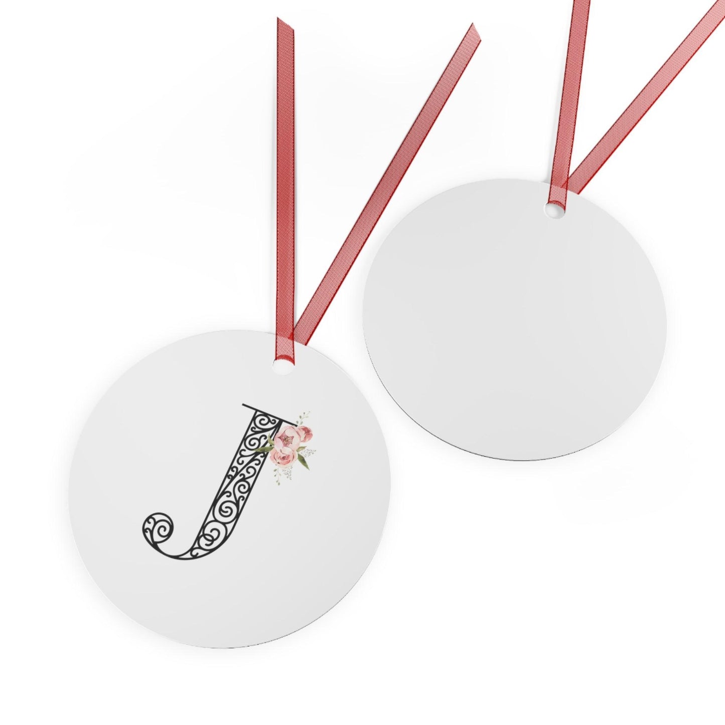 Floral Letters: Letter J - Metal Christmas Ornament - Whippie's
