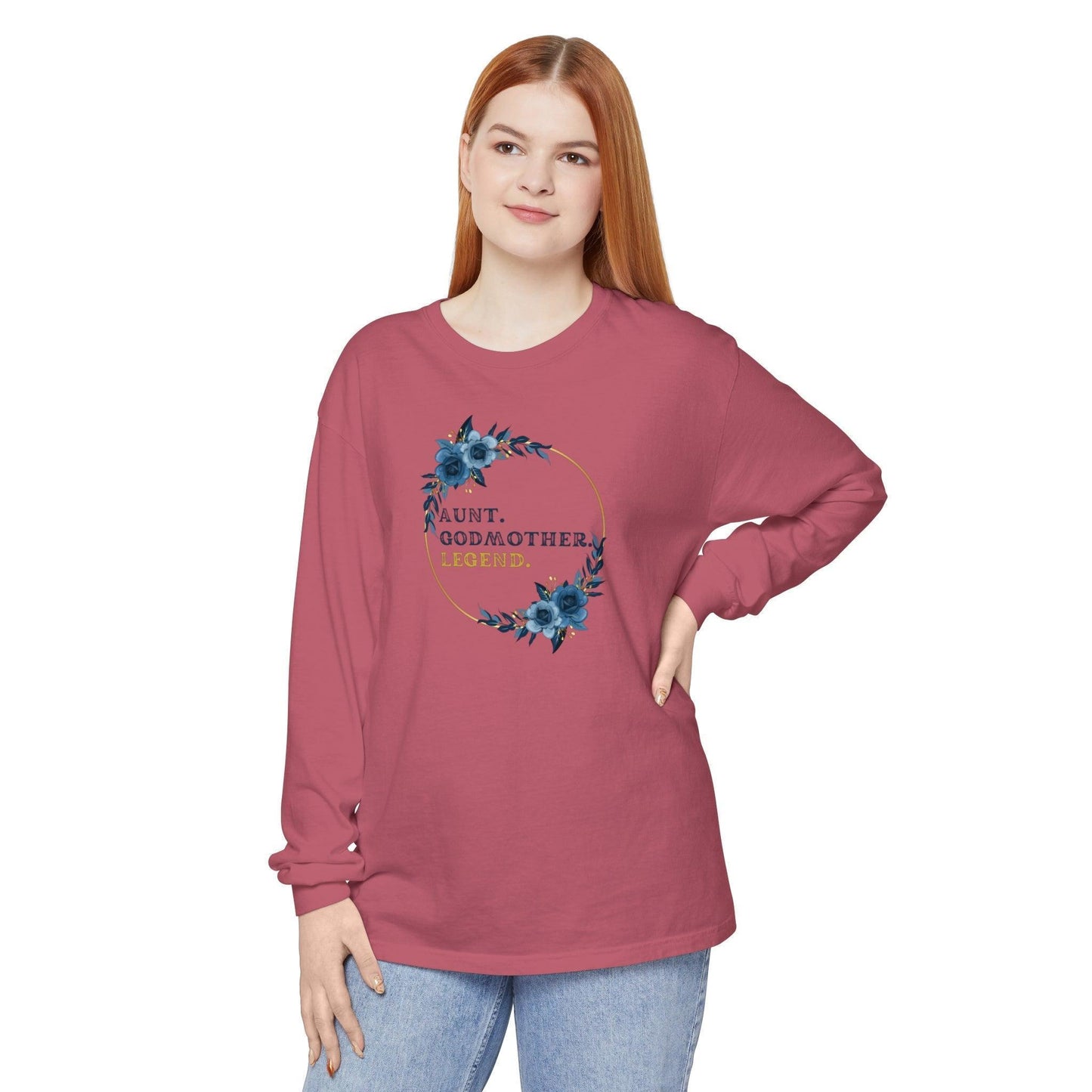 💐 Aunt. Godmother. Legend. Unisex Garment-Dyed Long Sleeve T-Shirt 👑 - Whippie's