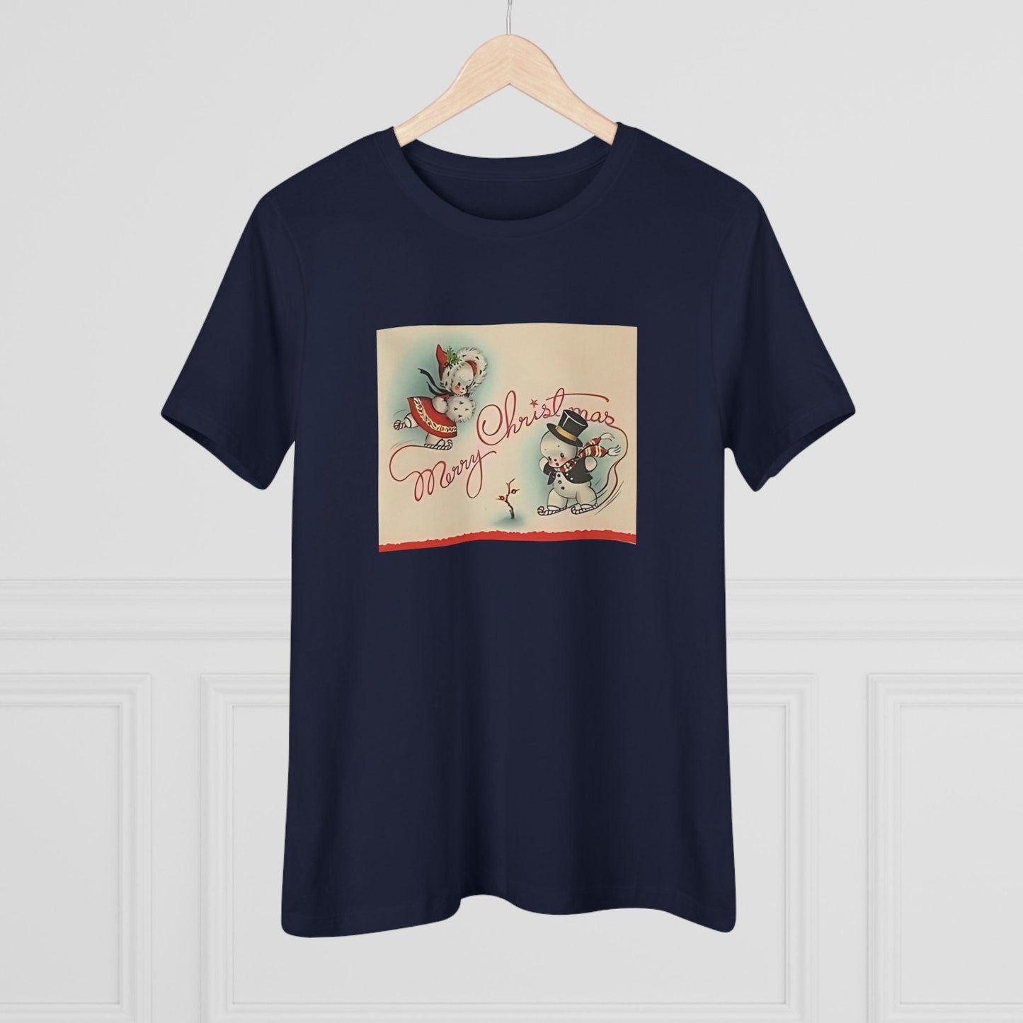 Merry Christmas Skating Snow Couple - Women's Tee - Whippie's