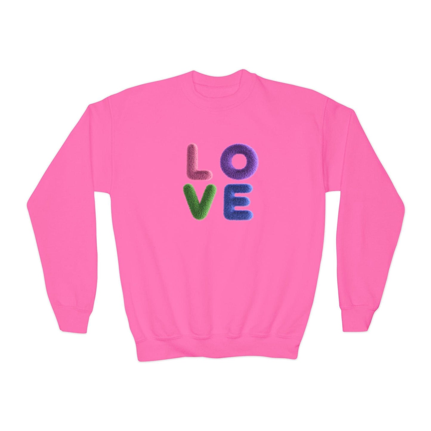 Fuzzy Love Sweatshirt - Youth Crewneck Sweatshirt- Spread the Love ❤️ - Whippie's