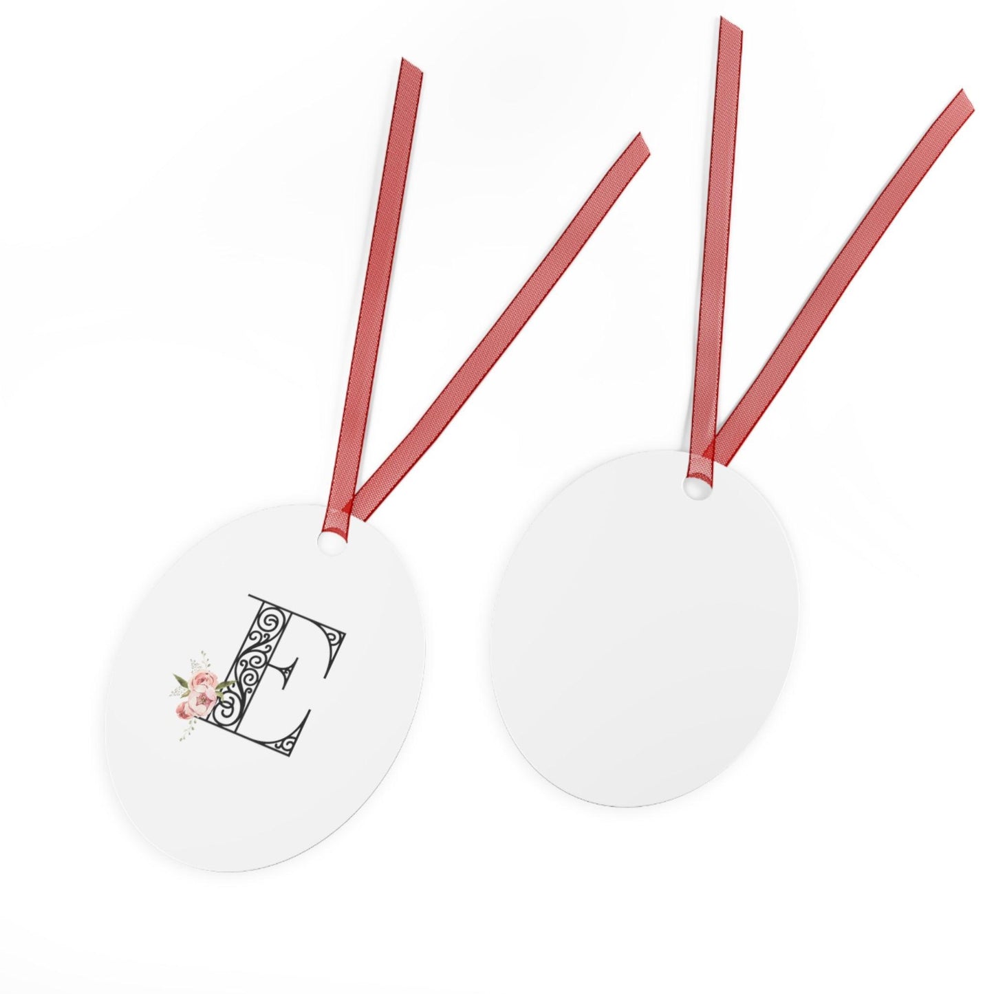 Floral Letters: Letter E - Metal Christmas Ornament - Whippie's