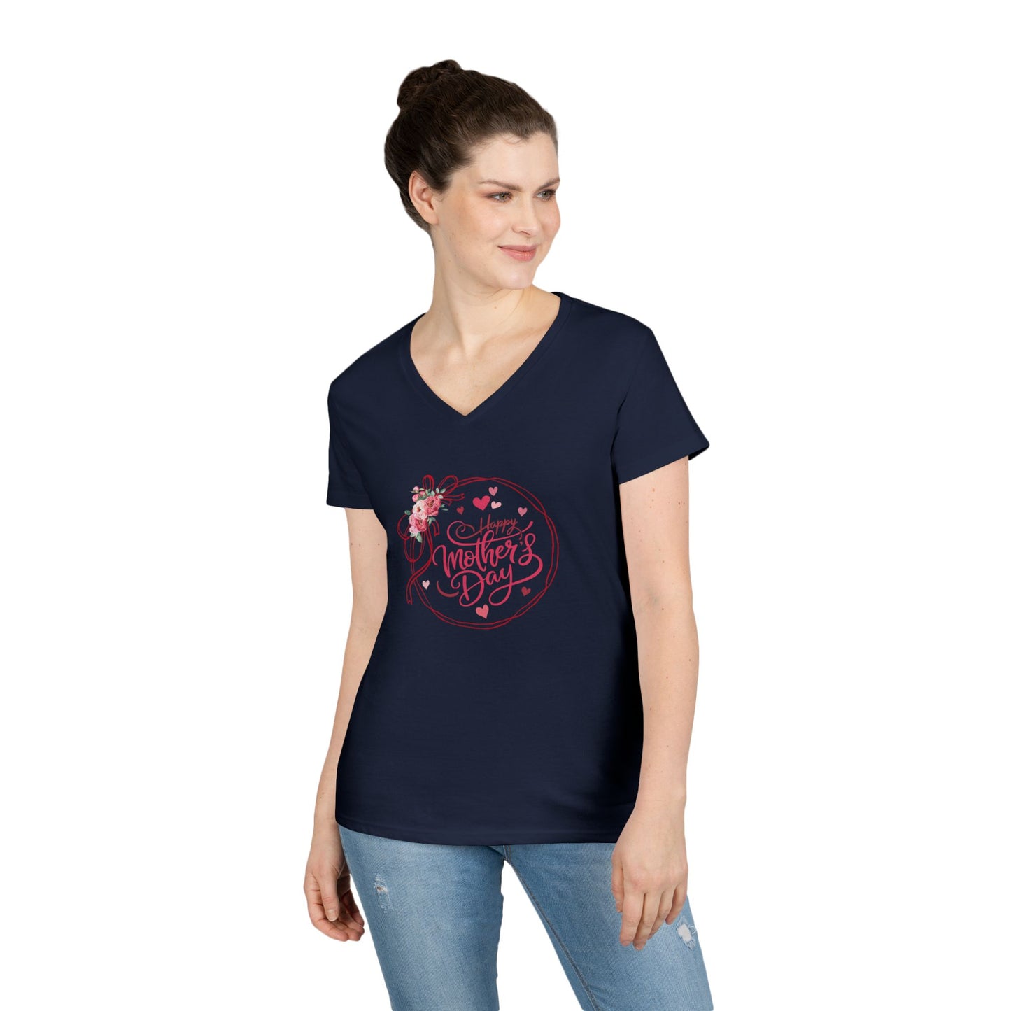 Happy Mother's Day Peonies V-Neck T-Shirt - Whippie's