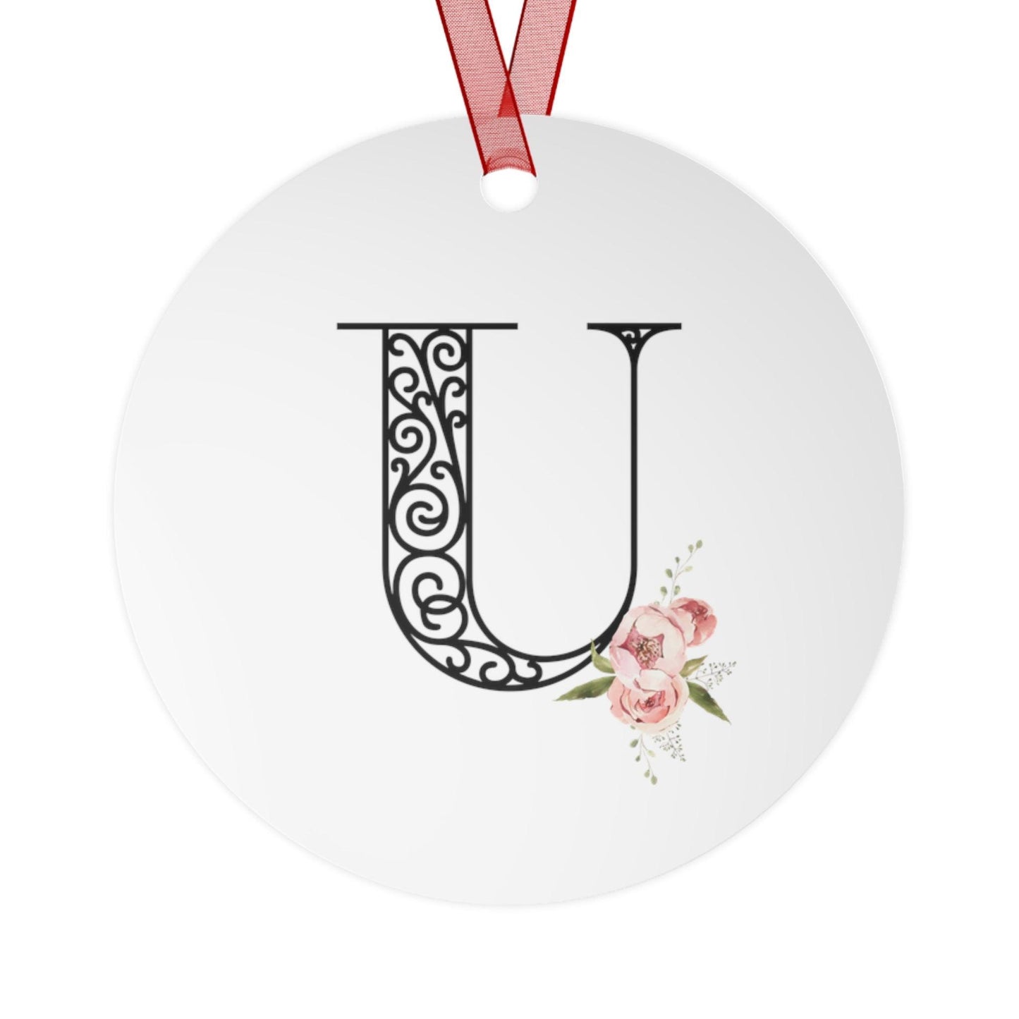 Floral Letters: Letter U - Metal Christmas Ornament - Whippie's