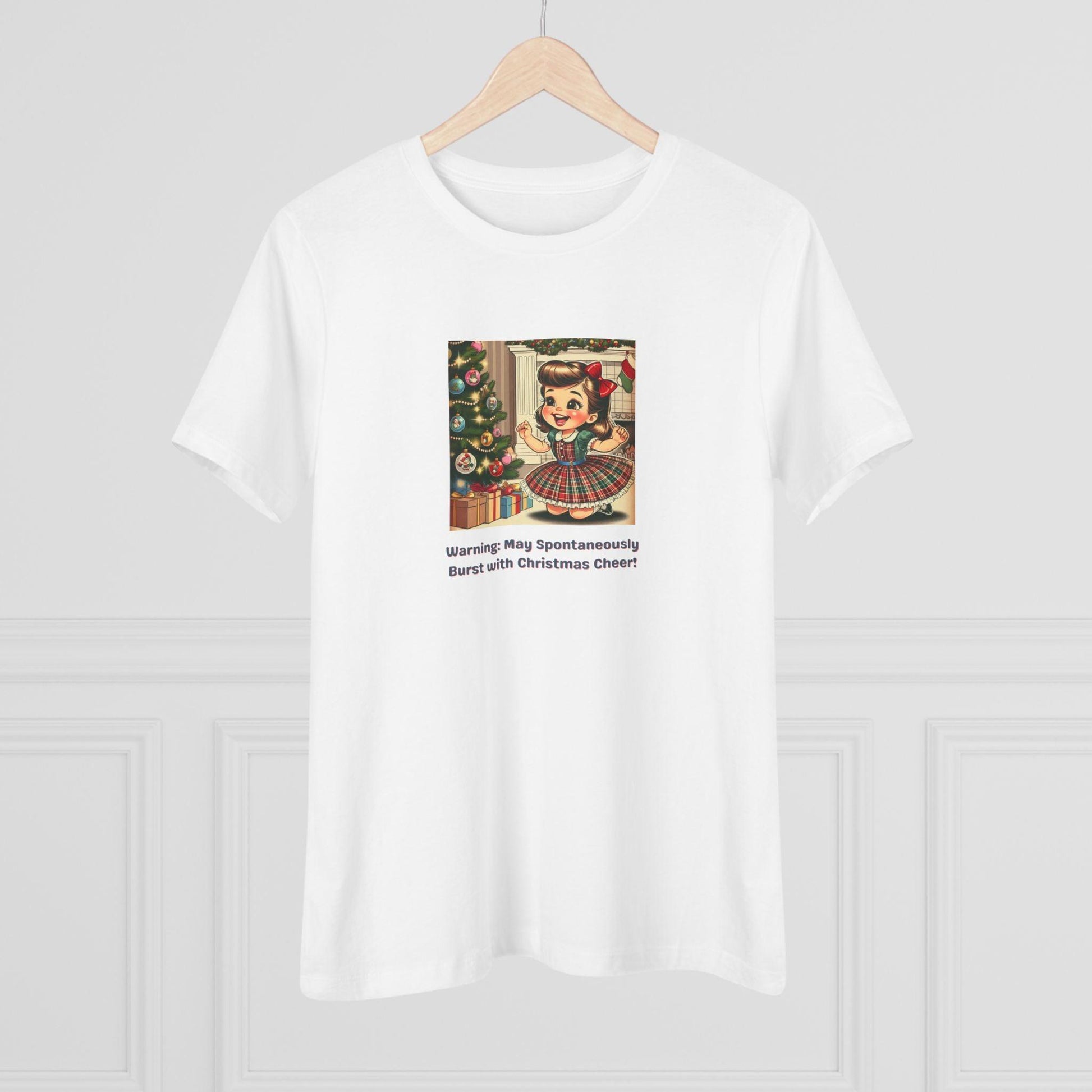 Warning: May Spontaneously Burst with Christmas Cheer! - Women's Softstyle Tee - Whippie's
