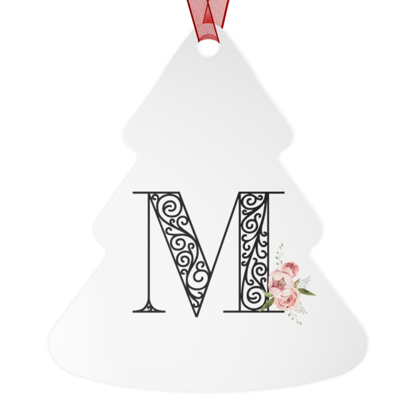 Floral Letters: Letter M - Metal Christmas Ornament - Whippie's