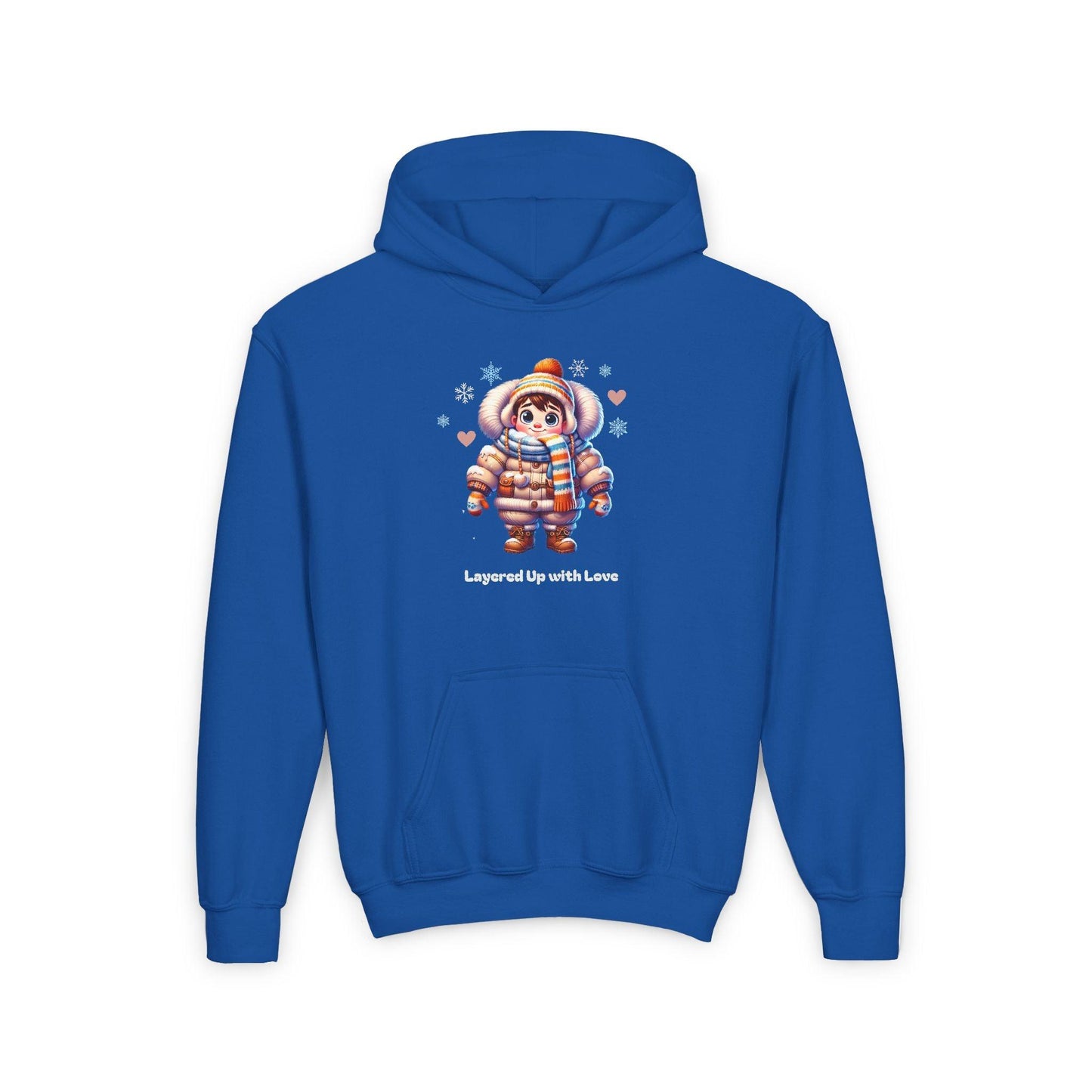 Layered Up with Love (Boy) - Cozy Comfort for Kids! ❄️💙 Youth Heavy Blend Hooded Sweatshirt - Whippie's