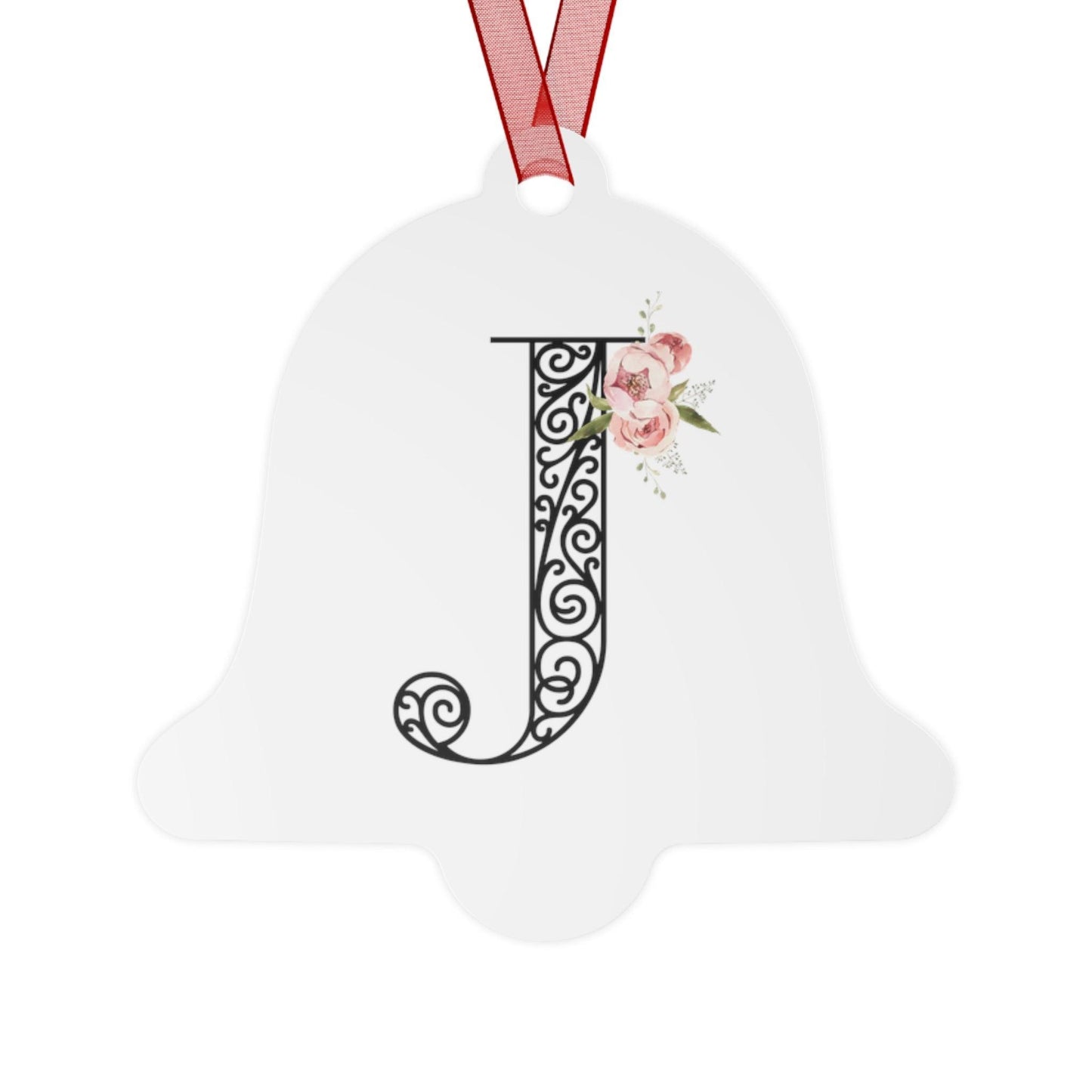 Floral Letters: Letter J - Metal Christmas Ornament - Whippie's