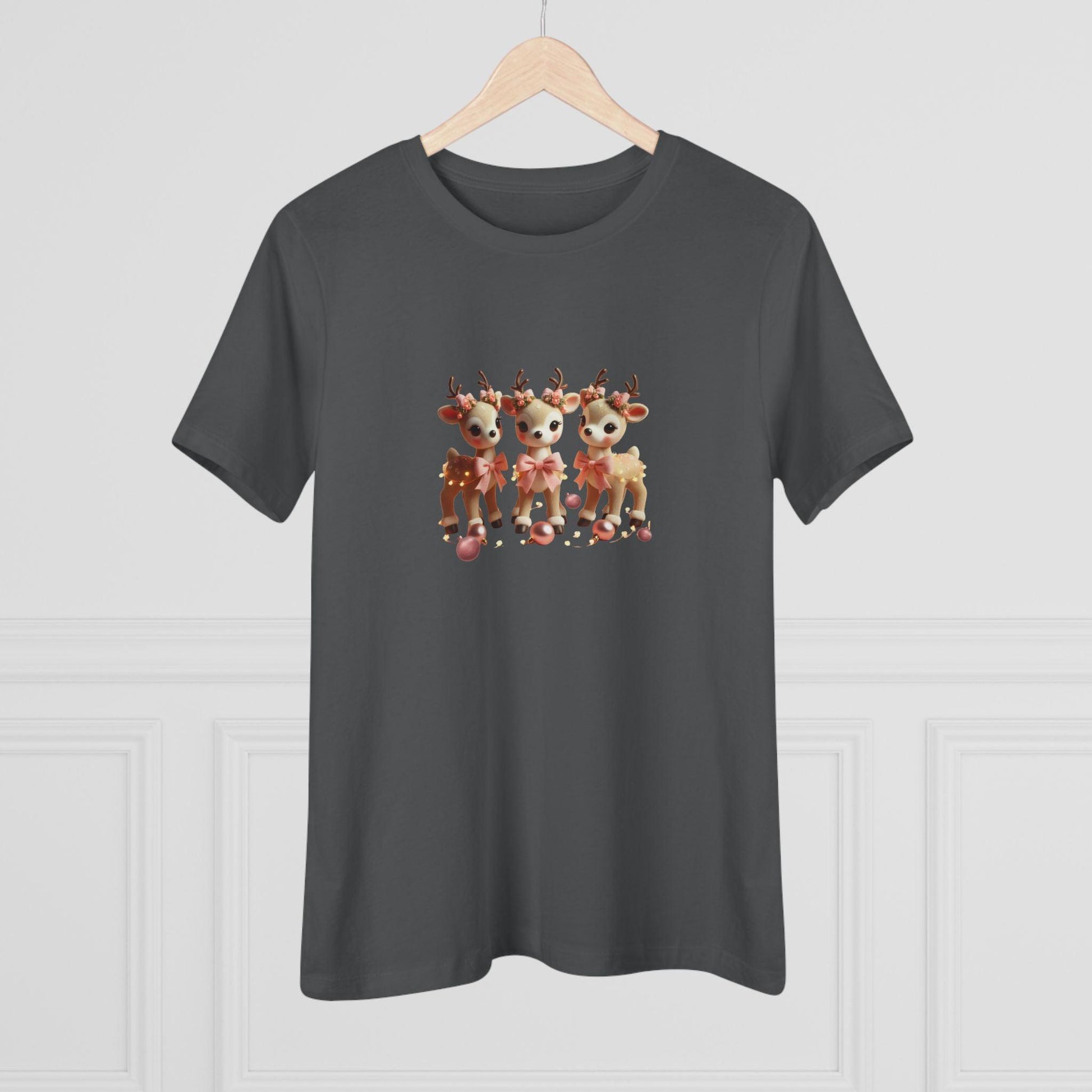 Rose Gold Reindeer Trio Christmas Decor - Women's Softstyle Tee - Whippie's