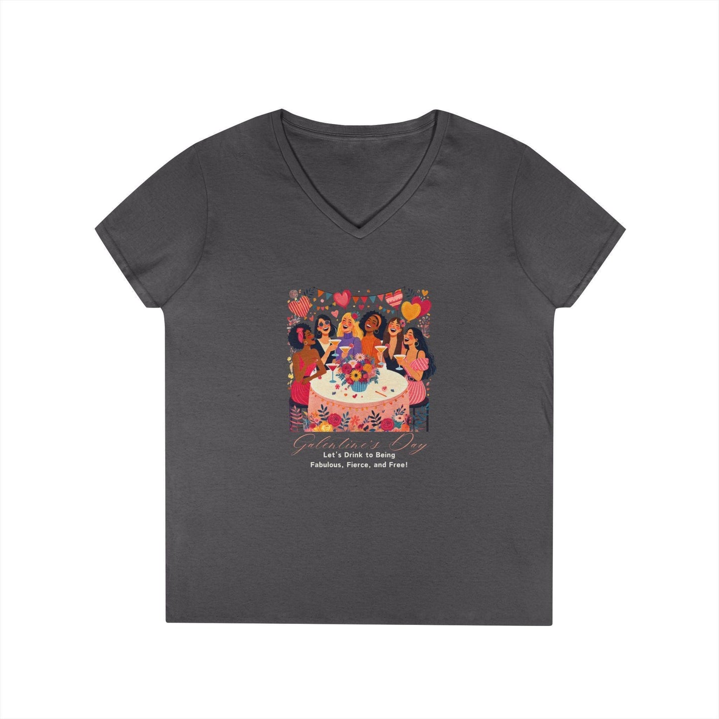 ๐ Galentine's Day: Fabulous, Fierce & Free! ๐ฅ Ladies' V-Neck Tee โจ Celebrate the power of female friendship! - Whippie's