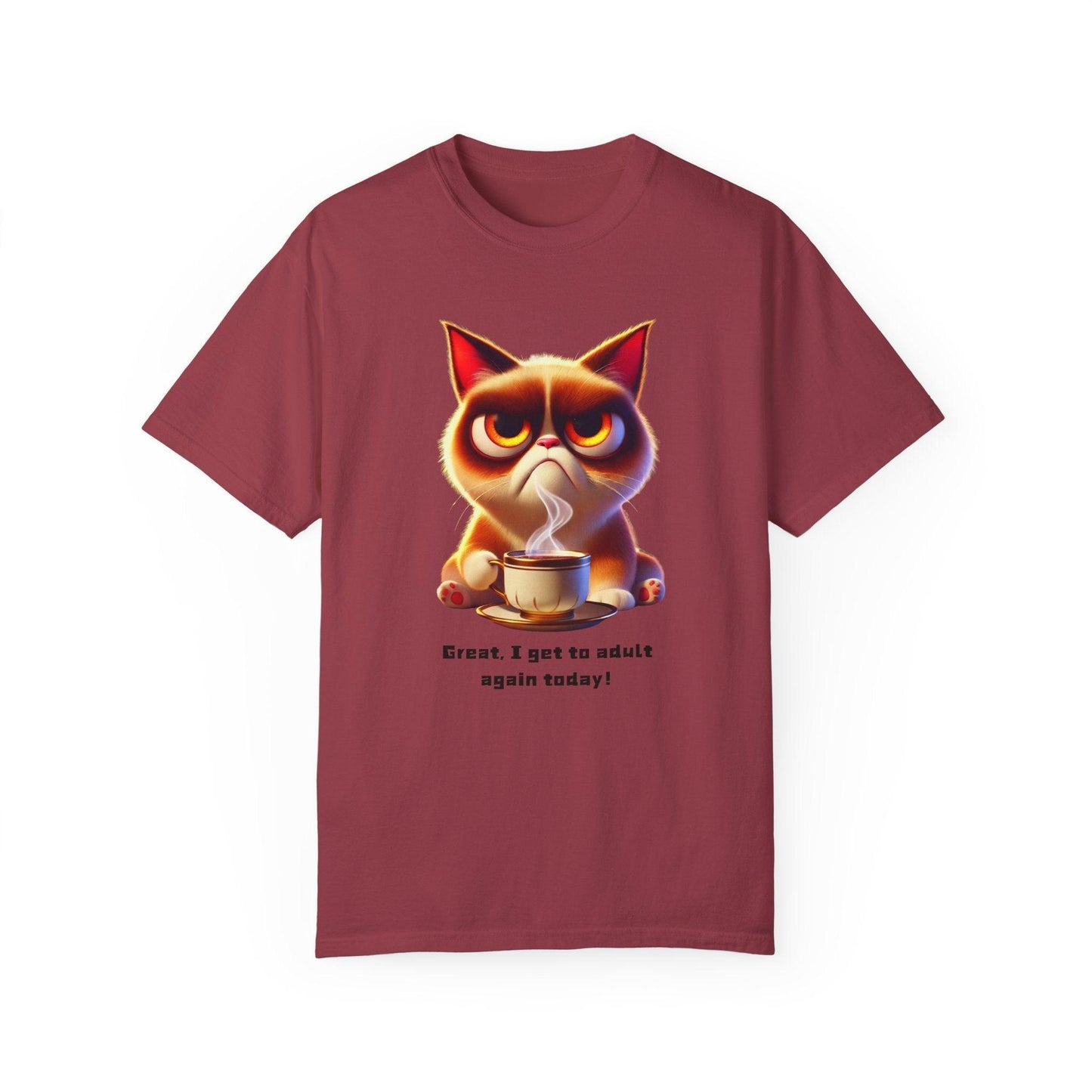 Adulting Again 😾☕ Unisex Garment-Dyed Tee 😹 - Whippie's