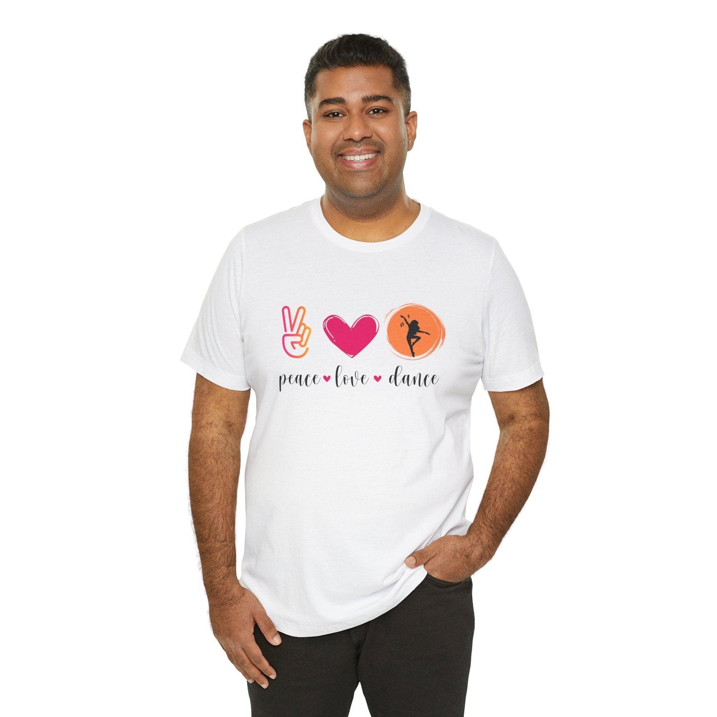 Peace, Love & Dance Unisex Jersey Tee - ✌️❤️💃 Express Yourself Through Movement! 💃❤️✌️ - Whippie's