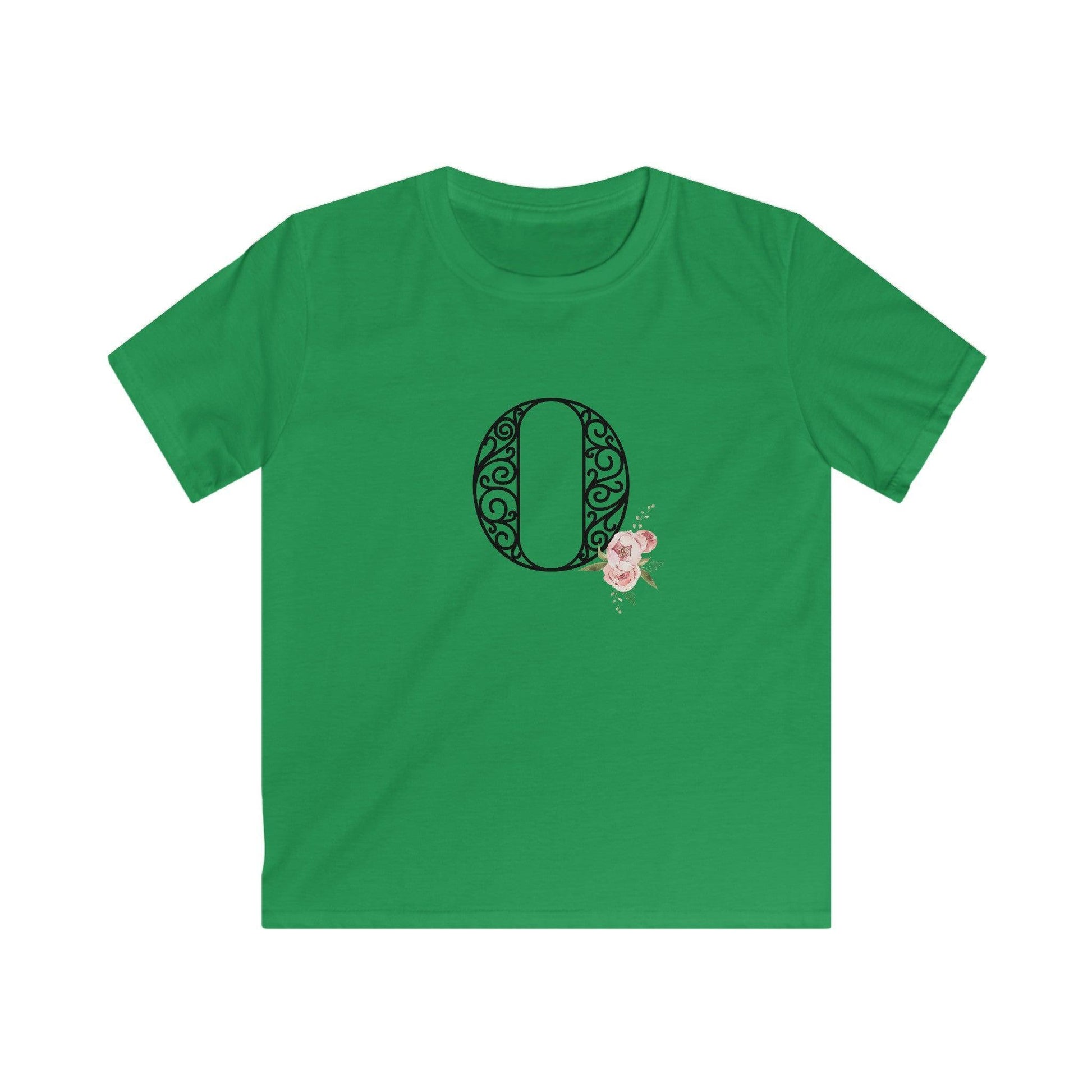 Floral Letters: Letter O - Kids Softstyle Tee - Whippie's