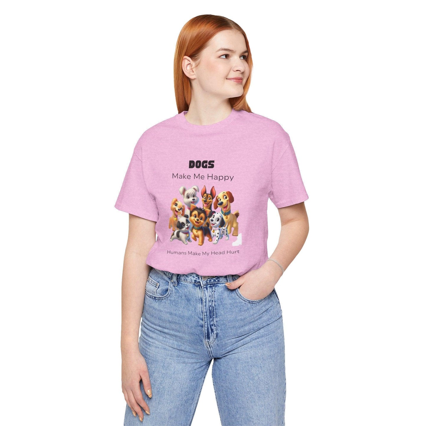 🐶 Dogs Make Me Happy 😊 Unisex Jersey Tee ✨ Pawsitive vibes only! 🐾 - Whippie's