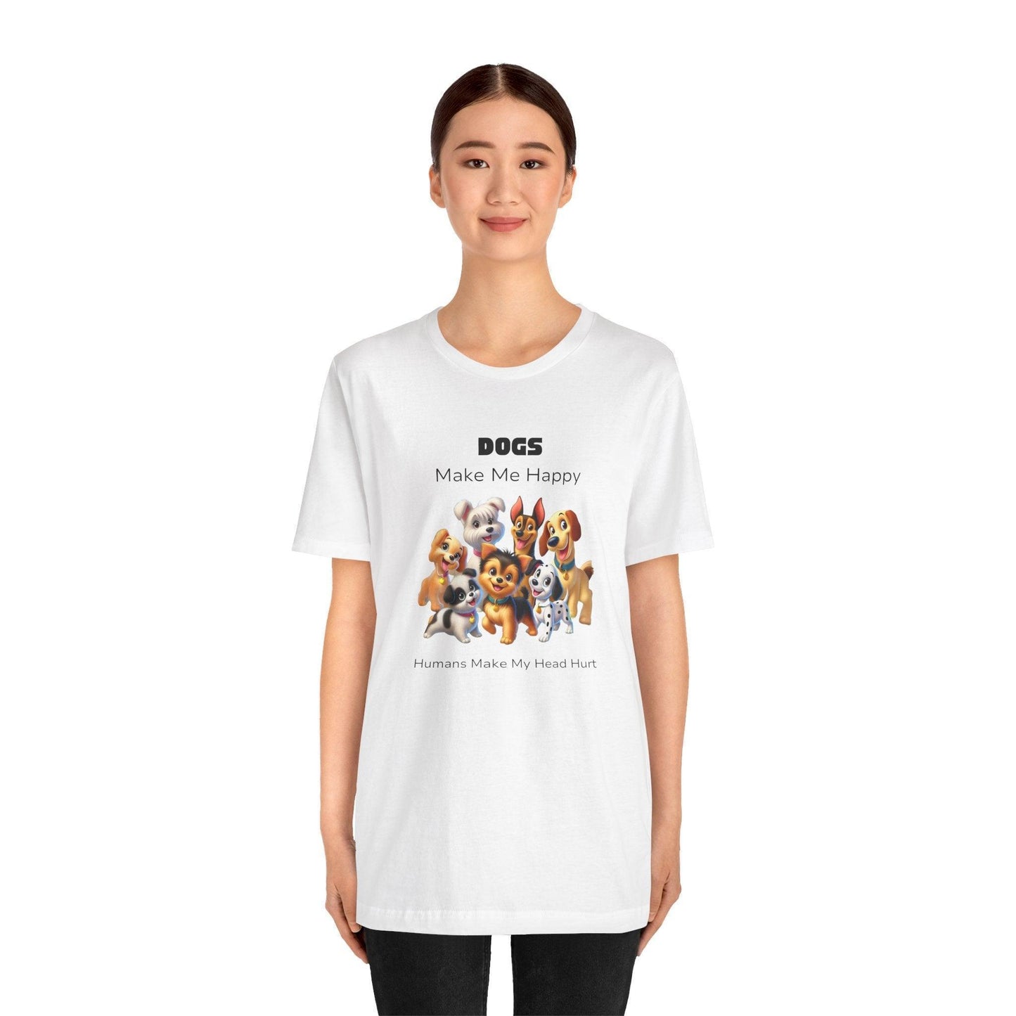 🐶 Dogs Make Me Happy 😊 Unisex Jersey Tee ✨ Pawsitive vibes only! 🐾 - Whippie's