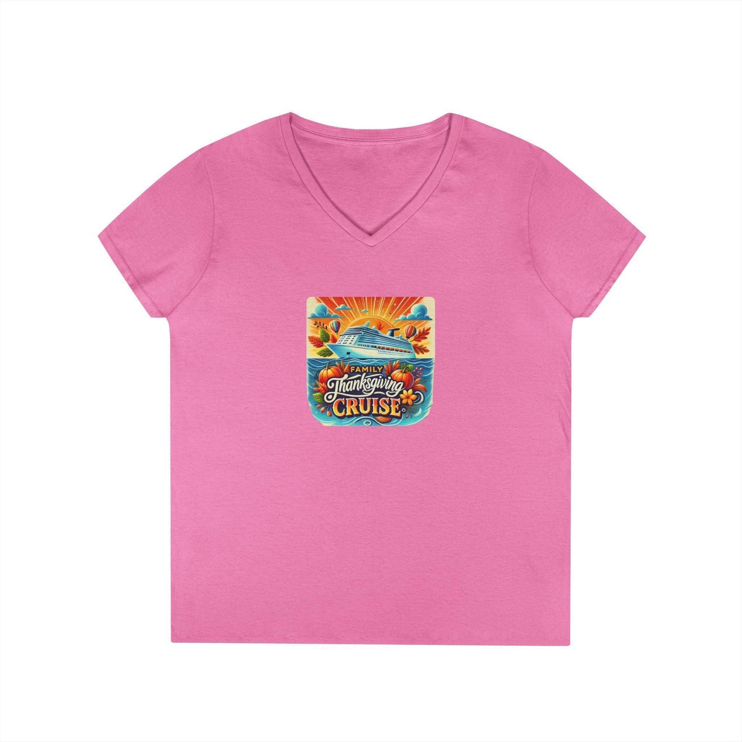 Family Thanksgiving Cruise - Ladies' V-Neck T-Shirt - Personalizable - Whippie's