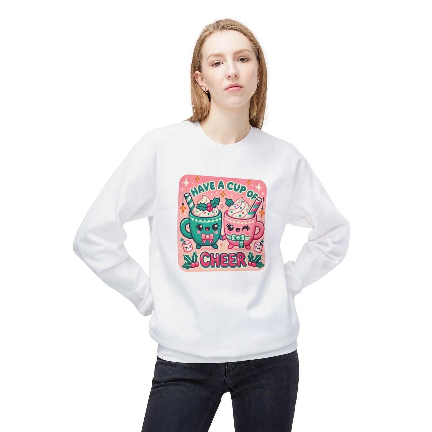 ☕ Have a Cup of Cheer! 😊 Unisex Fleece Sweatshirt ✨ - Whippie's