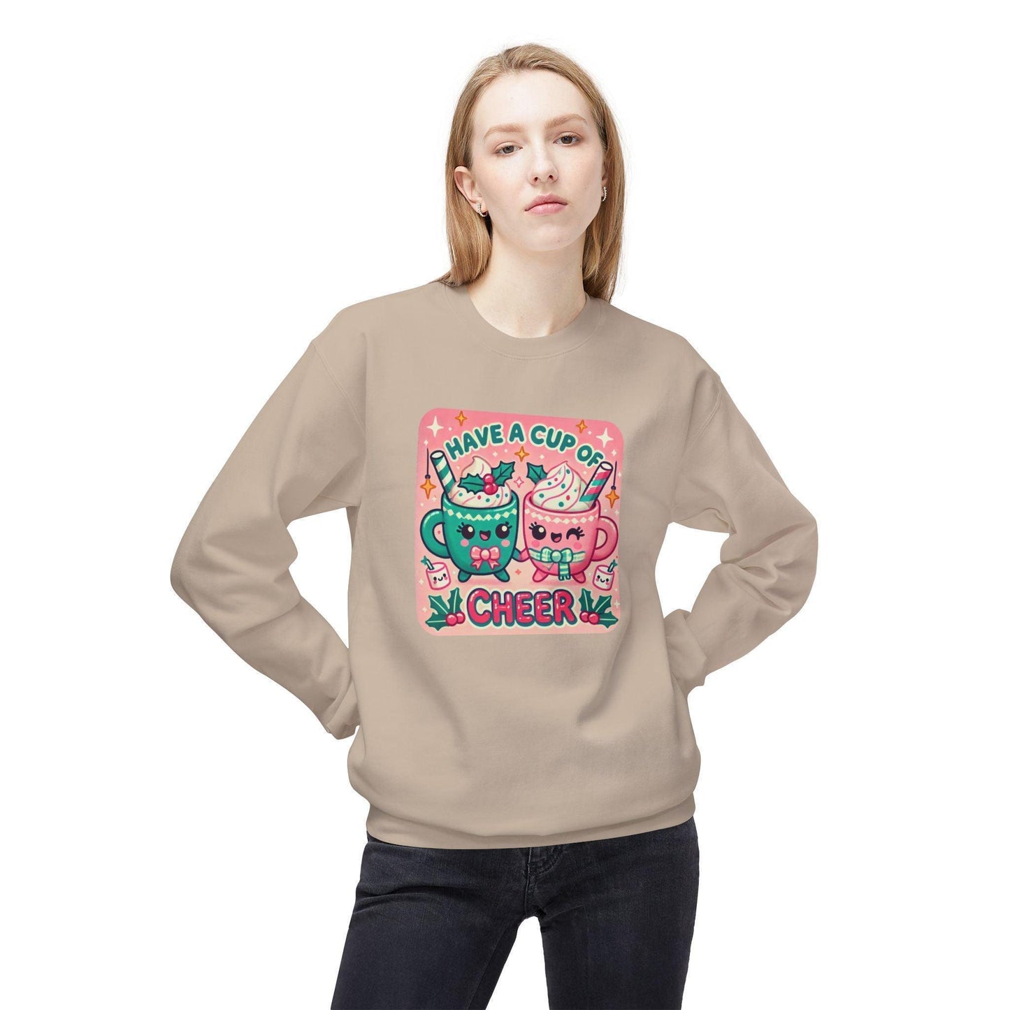 ☕ Have a Cup of Cheer! 😊 Unisex Fleece Sweatshirt ✨ - Whippie's