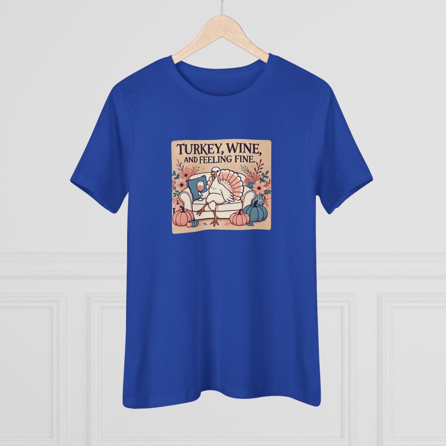 Turkey, Wine, Feeling Fine - Cheers to Thanksgiving! 🦃🍷 - Women's Softstyle Tee - Whippie's