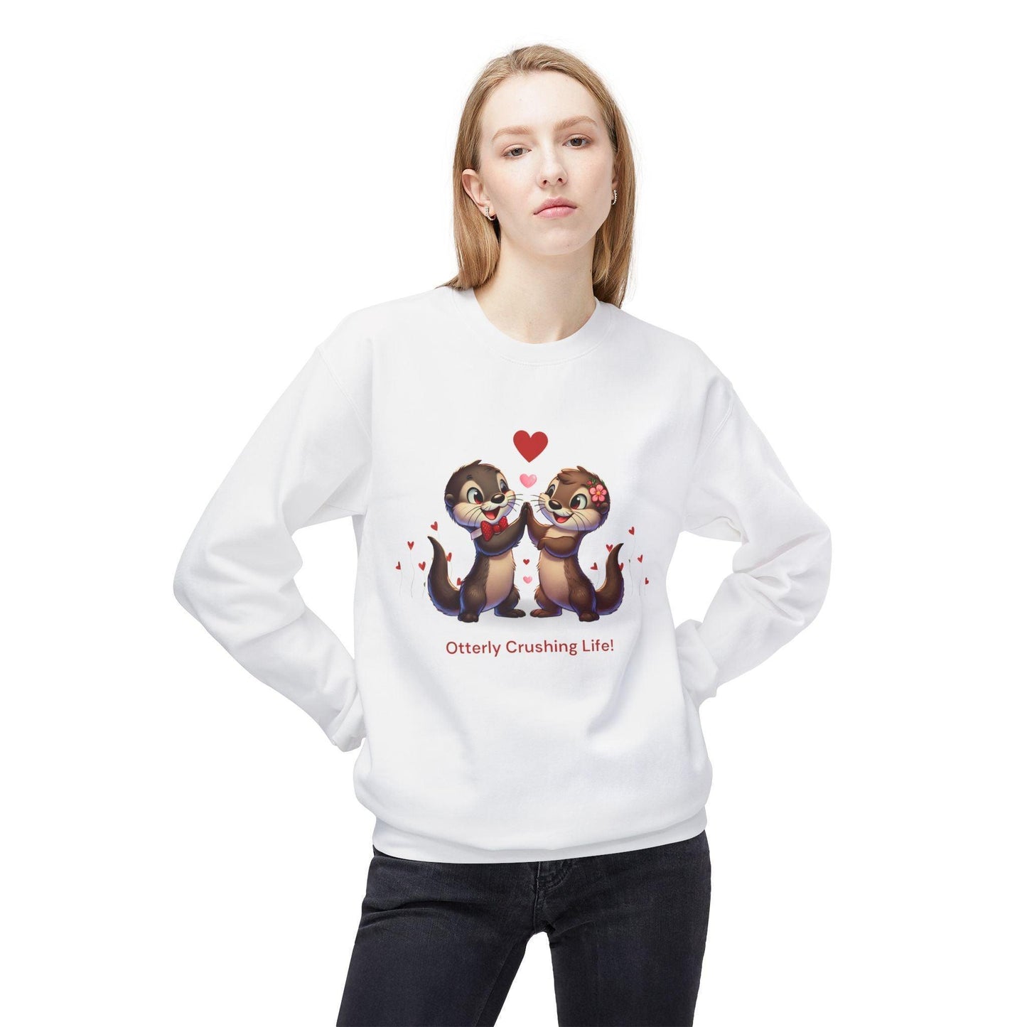 Otterly Crushing Life! Unisex Fleece Sweatshirt - Embrace Joy, Celebrate Friendship 💖🦦 - Whippie's