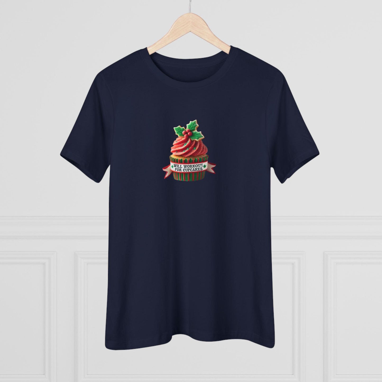 Will Workout for Cupcakes - Christmas Edition - Fuel Your Fitness! 🧁💪🎄 - Women's Softstyle Tee - Whippie's