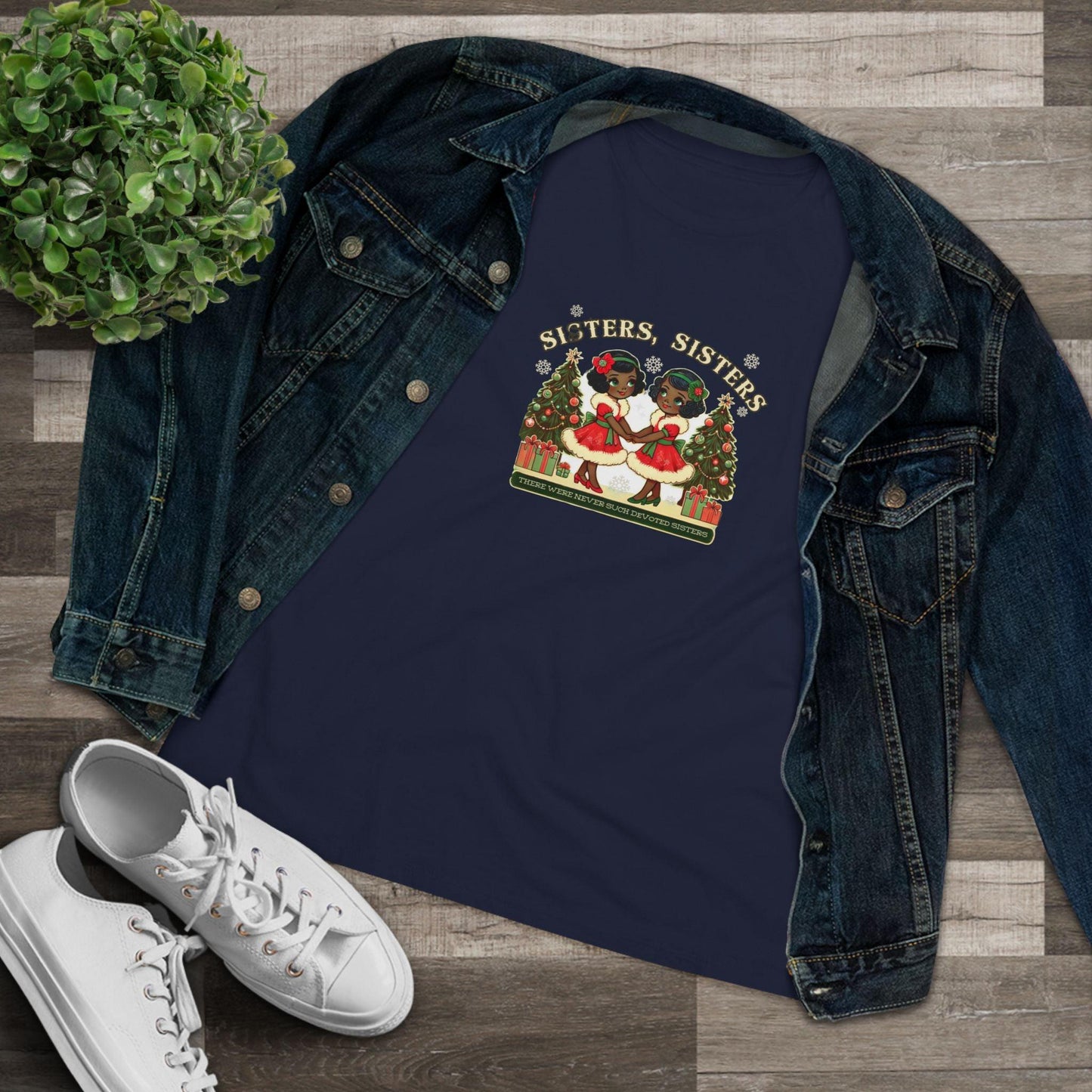 Sisters, Sisters (Black Sisters) - There Were Never Such Devoted Sisters! 👭🏿🎄 - Women's Softstyle Tee - Whippie's