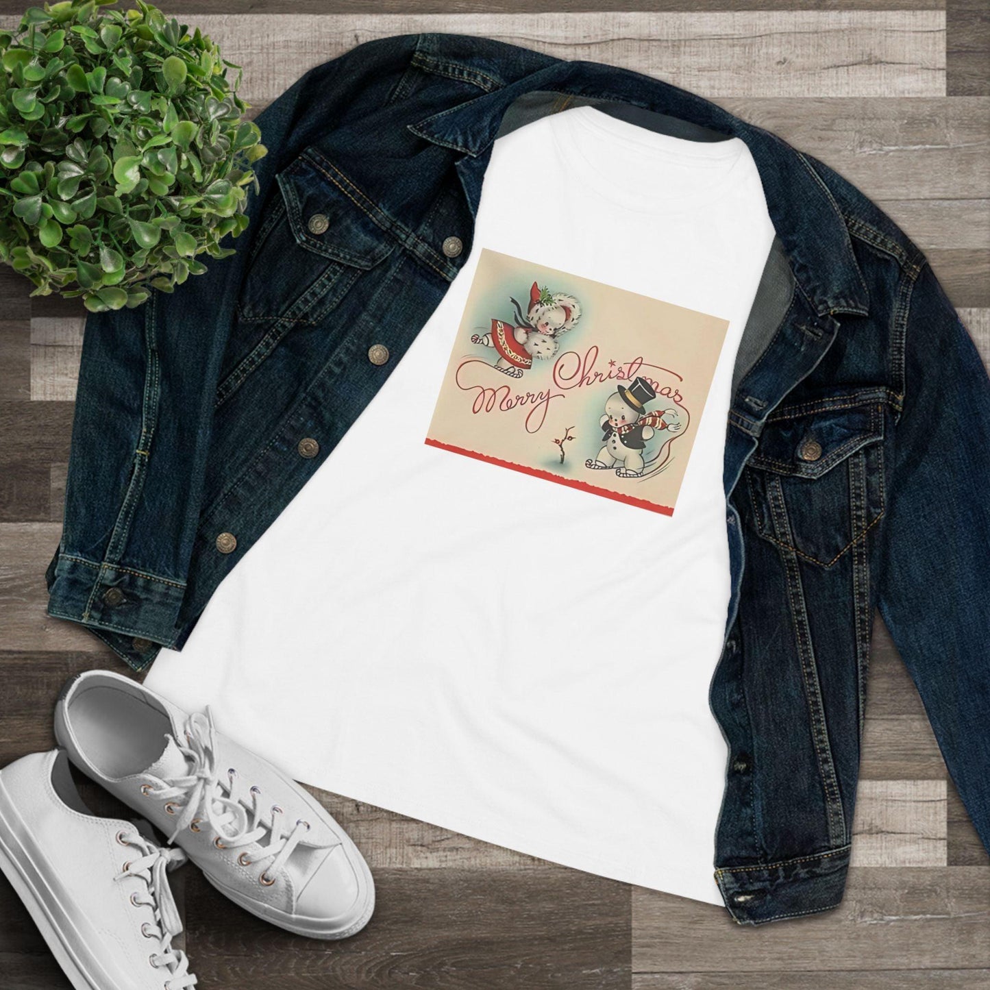 Merry Christmas Skating Snow Couple - Women's Tee - Whippie's