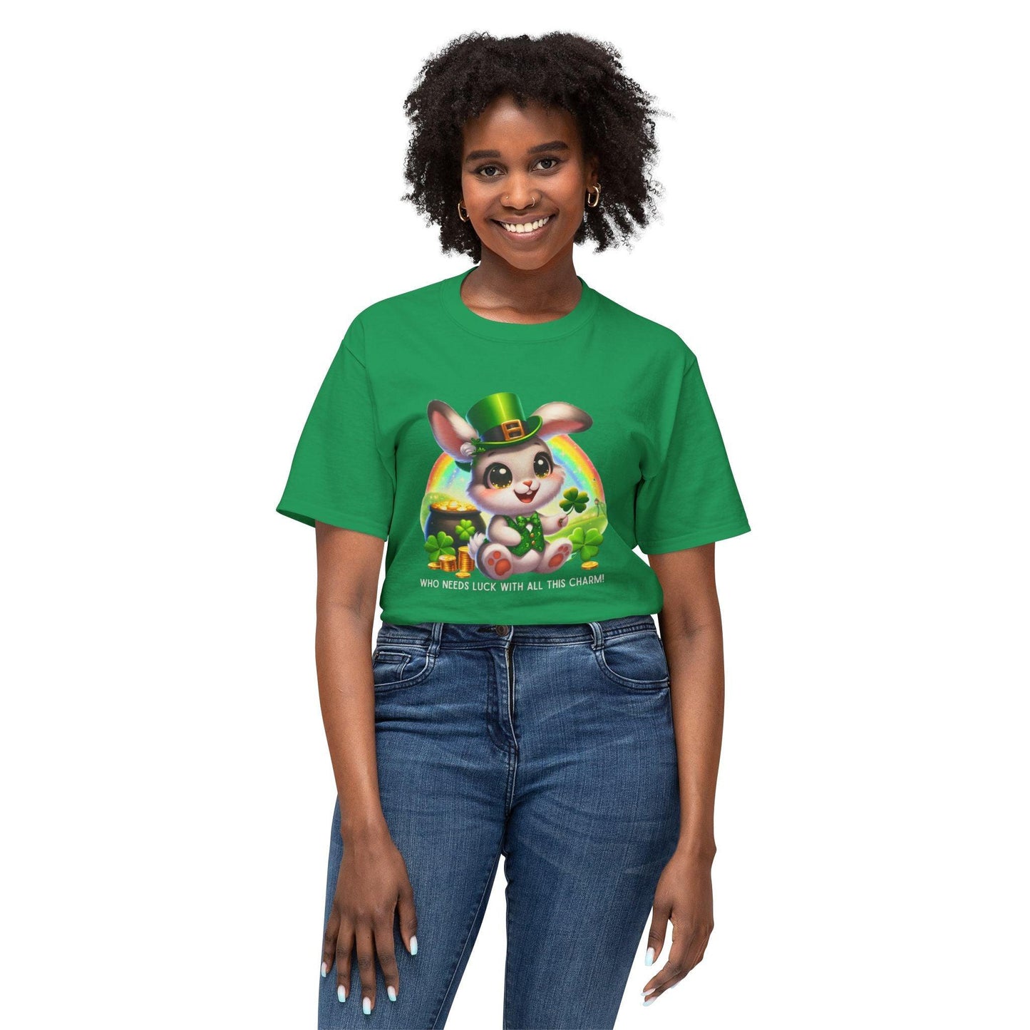 Who Needs Luck with All This Charm? Unisex HD Cotton T-Shirt - Spread Luck and Laughter! 🍀🍀 - Whippie's