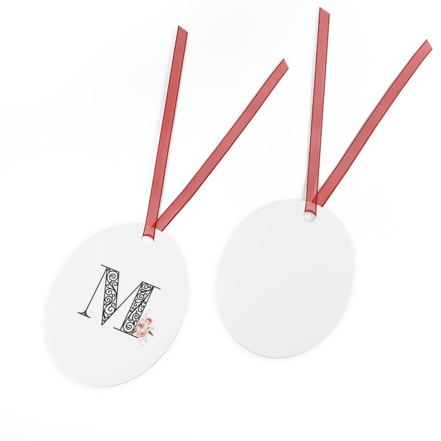 Floral Letters: Letter M - Metal Christmas Ornament - Whippie's
