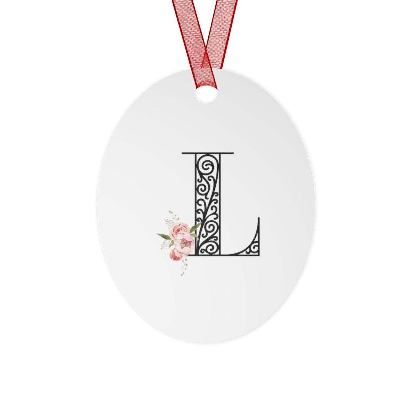 Floral Letters: Letter L - Metal Christmas Ornament - Whippie's