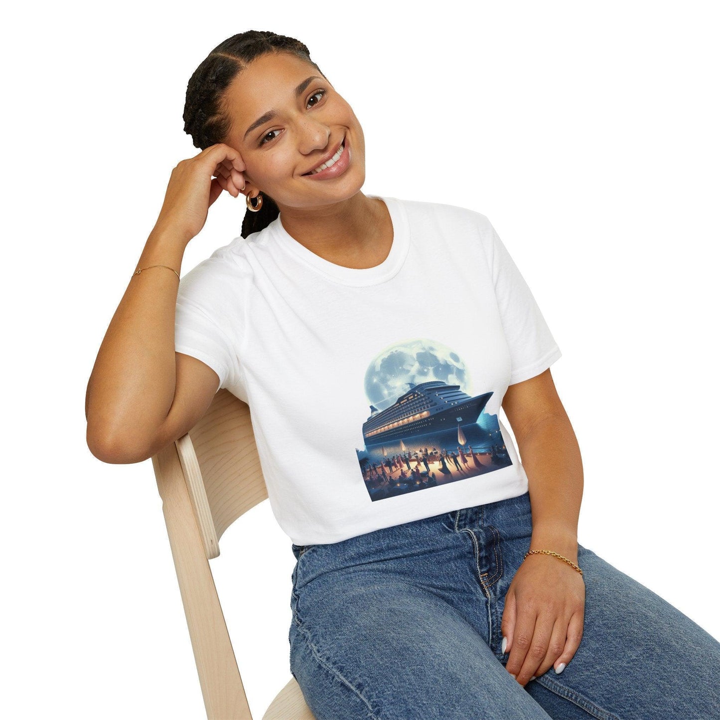 Moonlight Cruise Party 🛳️ Unisex T-Shirt - Dance the Night Away! 🌕 - Whippie's