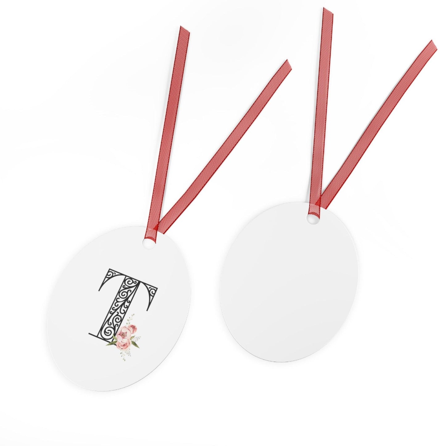 Floral Letters: Letter T - Metal Christmas Ornament - Whippie's