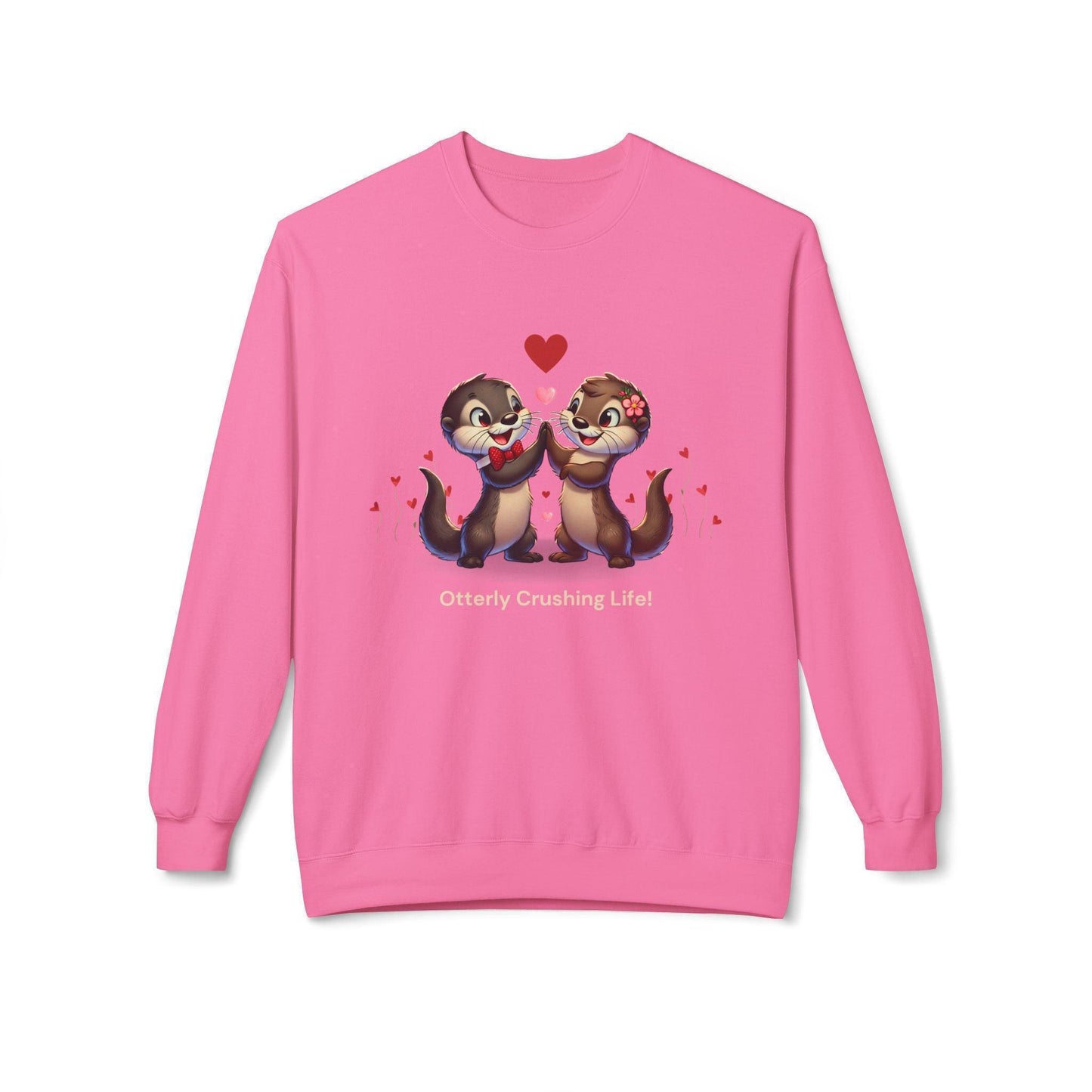 Otterly Crushing Life! Unisex Fleece Sweatshirt - Embrace Joy, Celebrate Friendship 💖🦦 - Whippie's