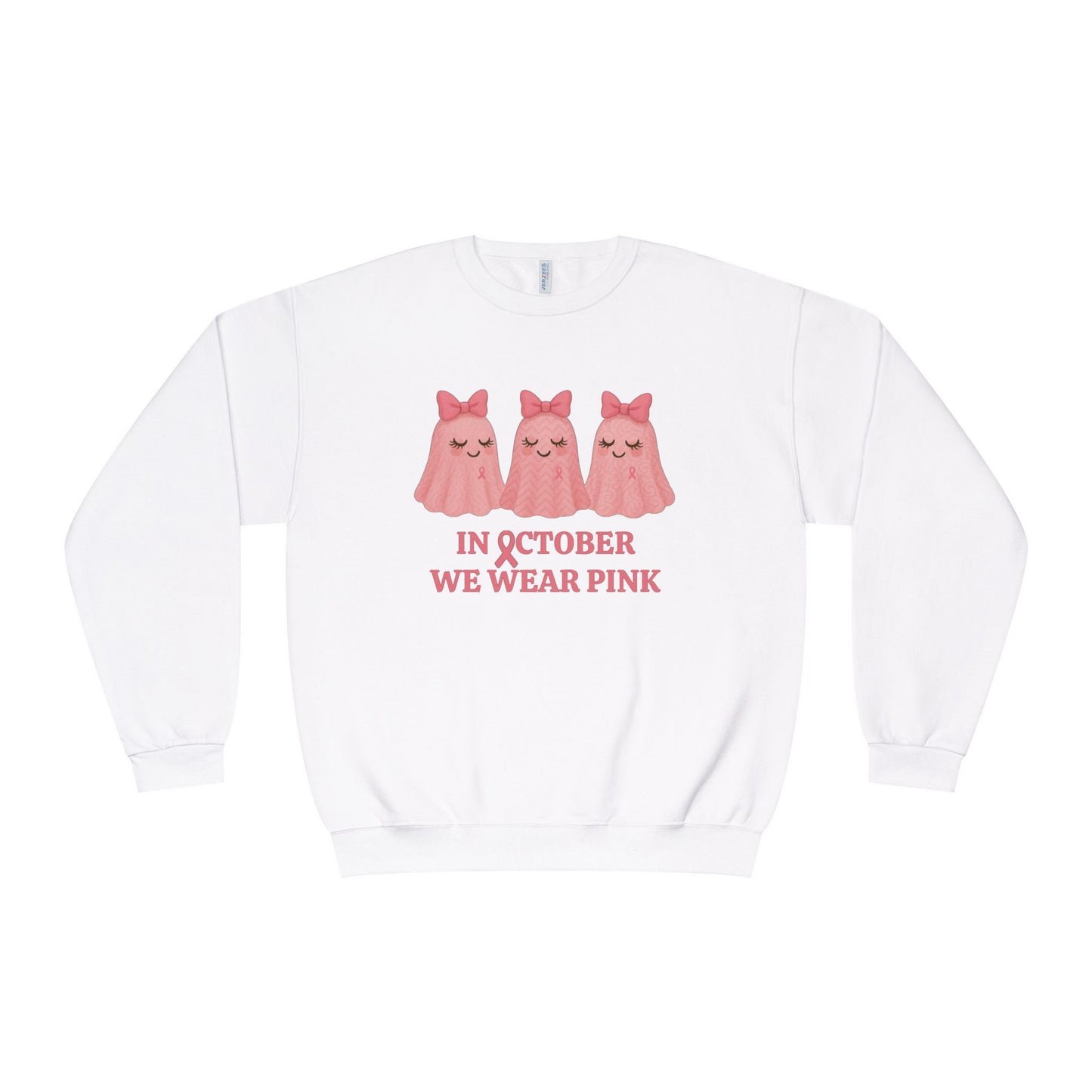 In October We Wear Pink: Cute Ghost Unisex Crewneck Sweatshirt - Whippie's