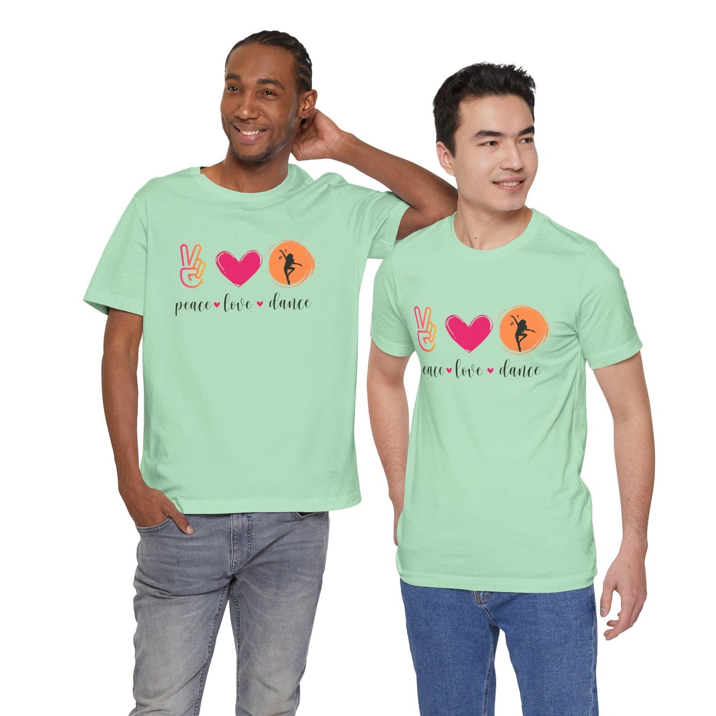 Peace, Love & Dance Unisex Jersey Tee - ✌️❤️💃 Express Yourself Through Movement! 💃❤️✌️ - Whippie's