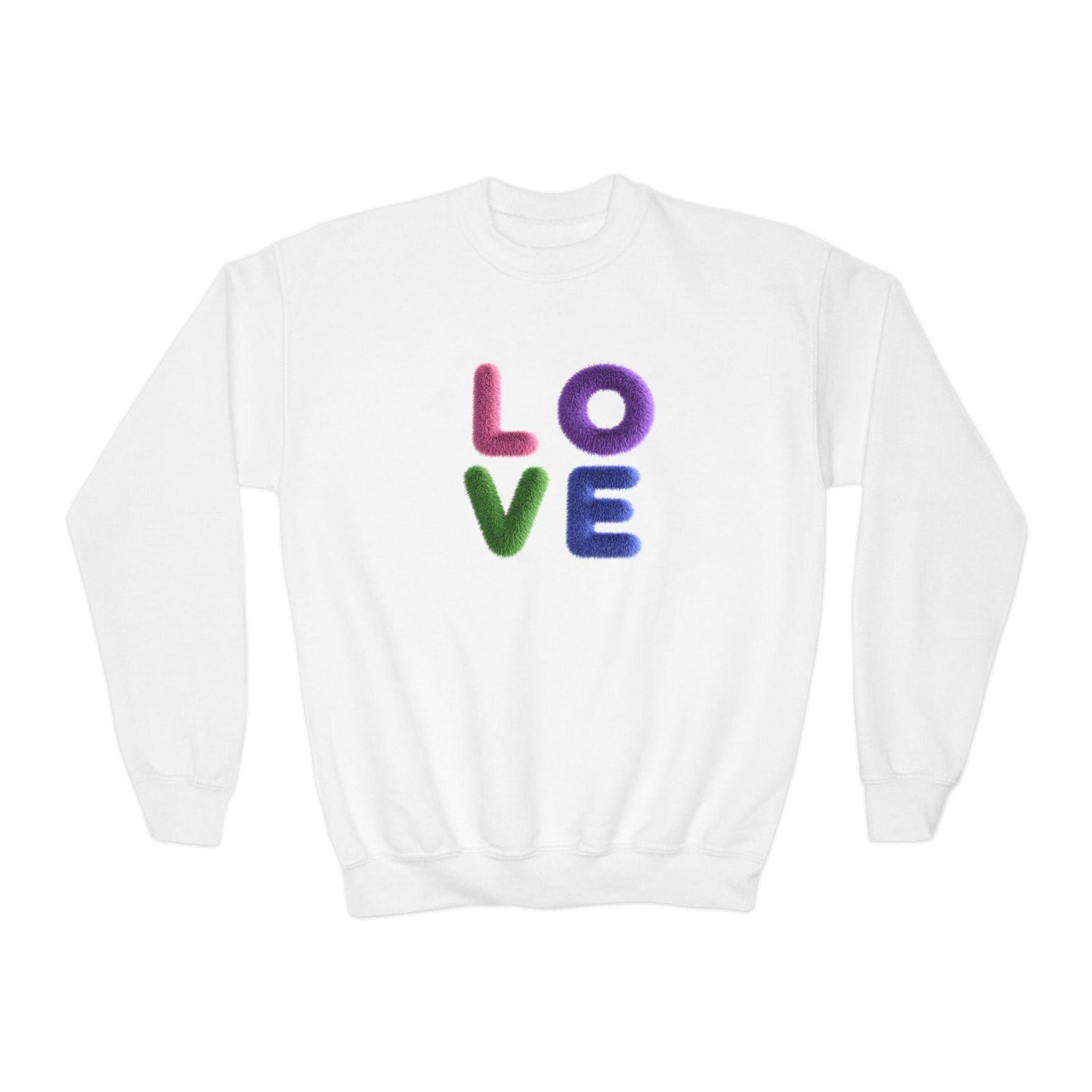 Fuzzy Love Sweatshirt - Youth Crewneck Sweatshirt- Spread the Love ❤️ - Whippie's