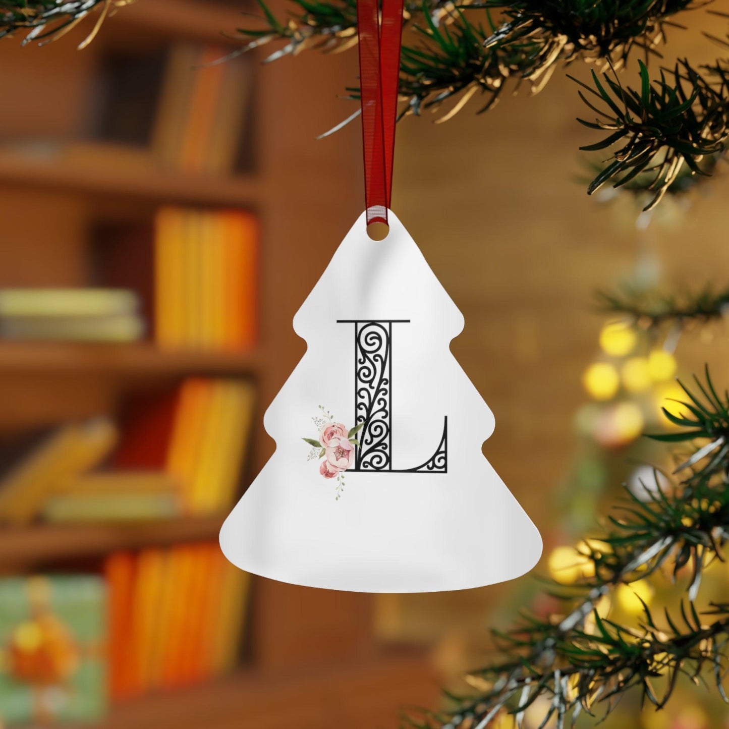 Floral Letters: Letter L - Metal Christmas Ornament - Whippie's