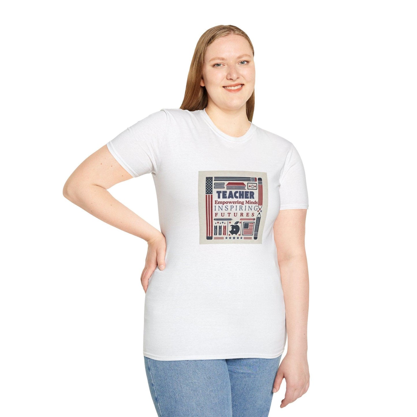 Teacher, Empowering Minds, Inspiring Futures Tee 🍎📚 - Patriotic Colors - Unisex T-Shirt - Whippie's