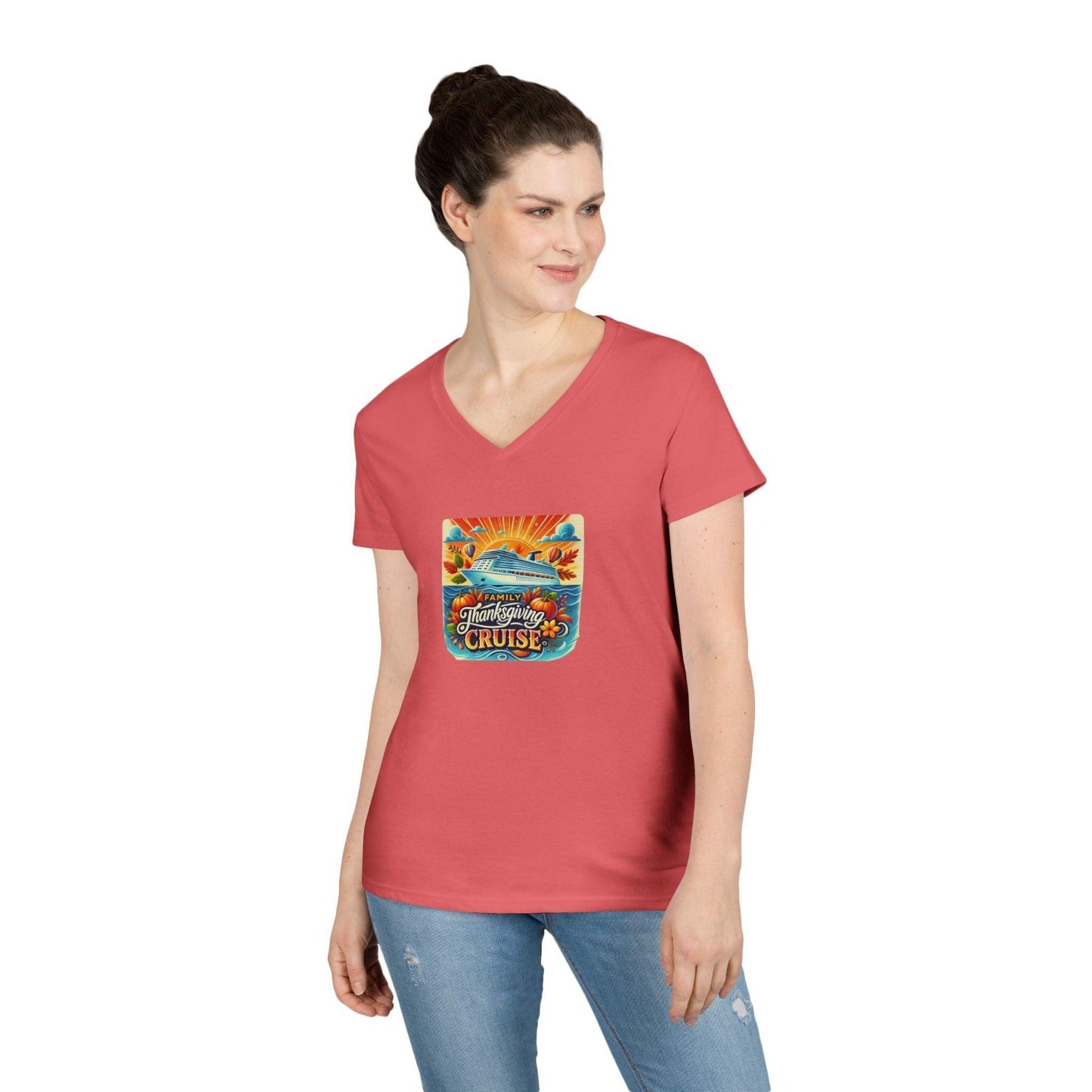 Family Thanksgiving Cruise - Ladies' V-Neck T-Shirt - Personalizable - Whippie's