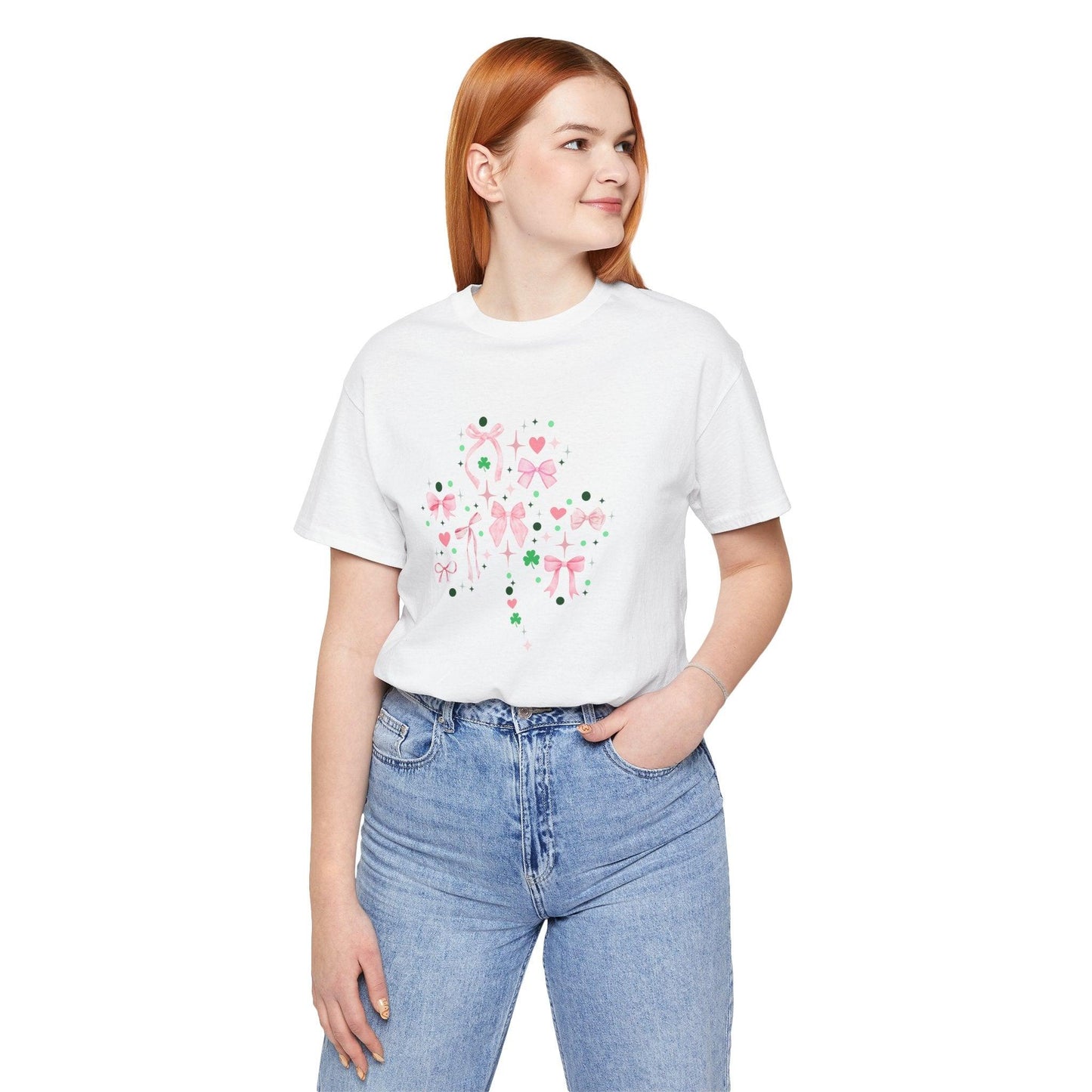 Shamrock Sparkle Unisex Jersey Tee - ☘️💖 Shine Bright this St. Patrick's Day! 💖☘️ - Whippie's