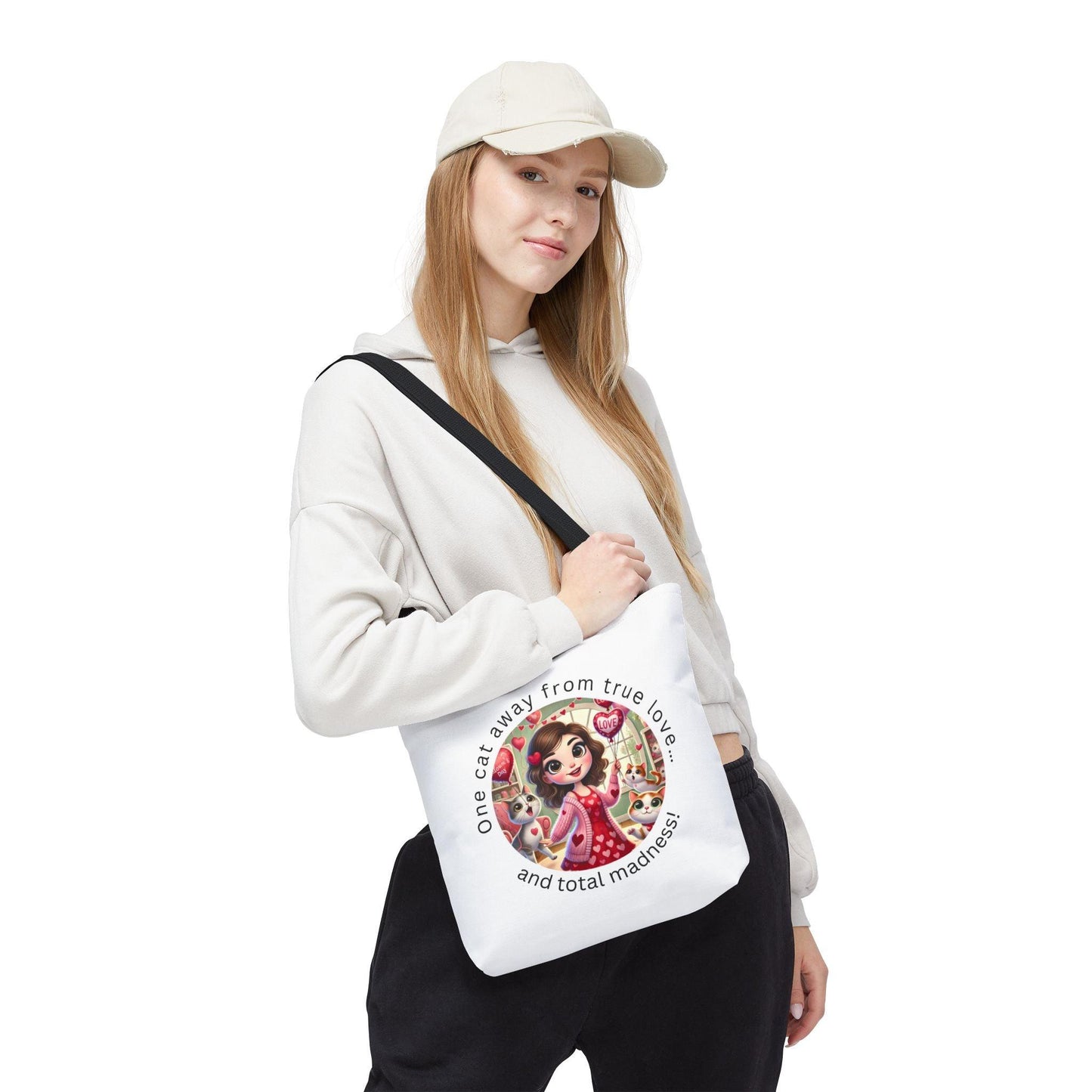 😻 One Cat Away From True Love... Tote Bag ✨ Purr-fectly practical and oh-so-stylish! - Whippie's