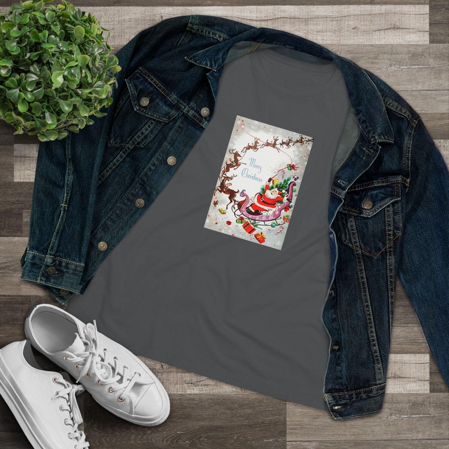 Merry Christmas - Santa and His Sleigh - Women's Tee - Whippie's