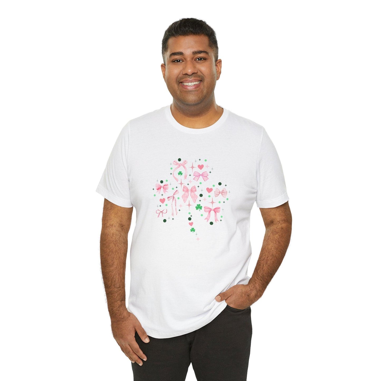 Shamrock Sparkle Unisex Jersey Tee - ☘️💖 Shine Bright this St. Patrick's Day! 💖☘️ - Whippie's