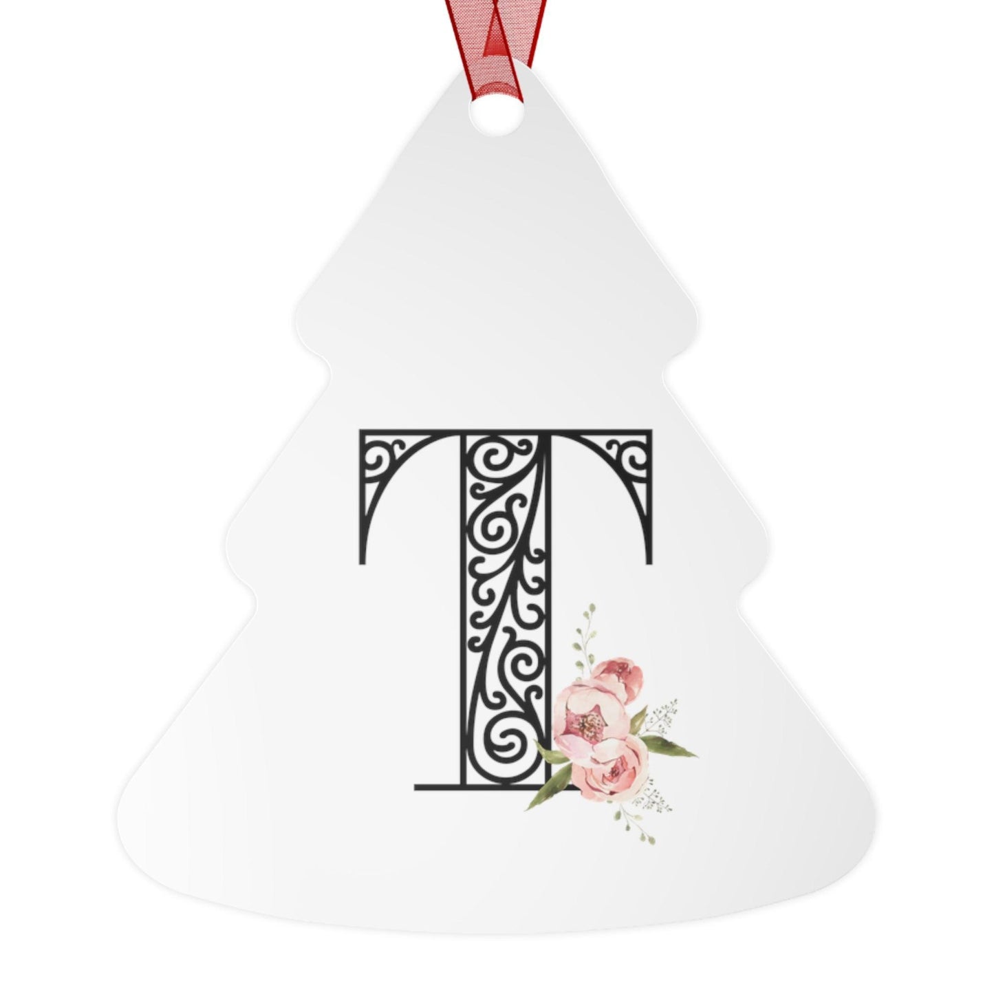 Floral Letters: Letter T - Metal Christmas Ornament - Whippie's