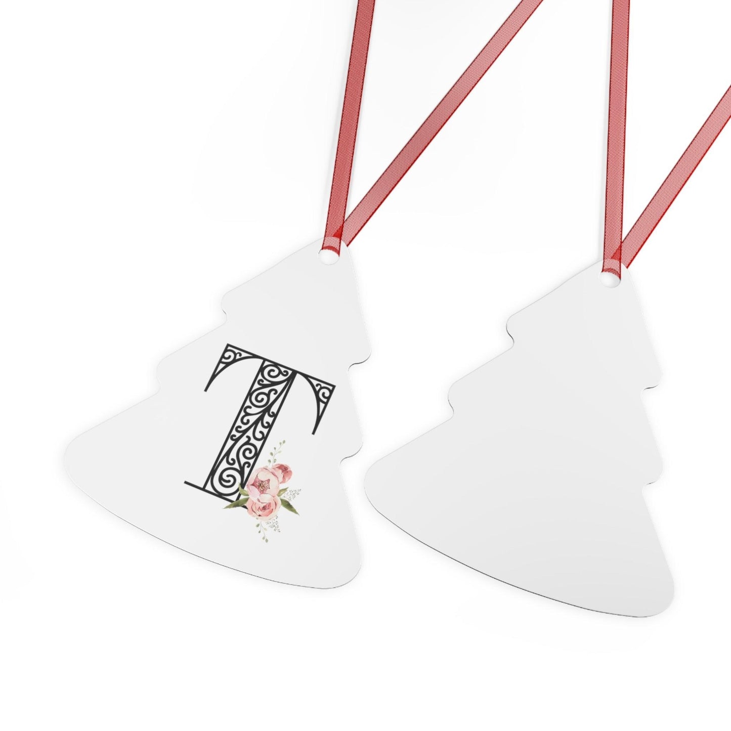 Floral Letters: Letter T - Metal Christmas Ornament - Whippie's