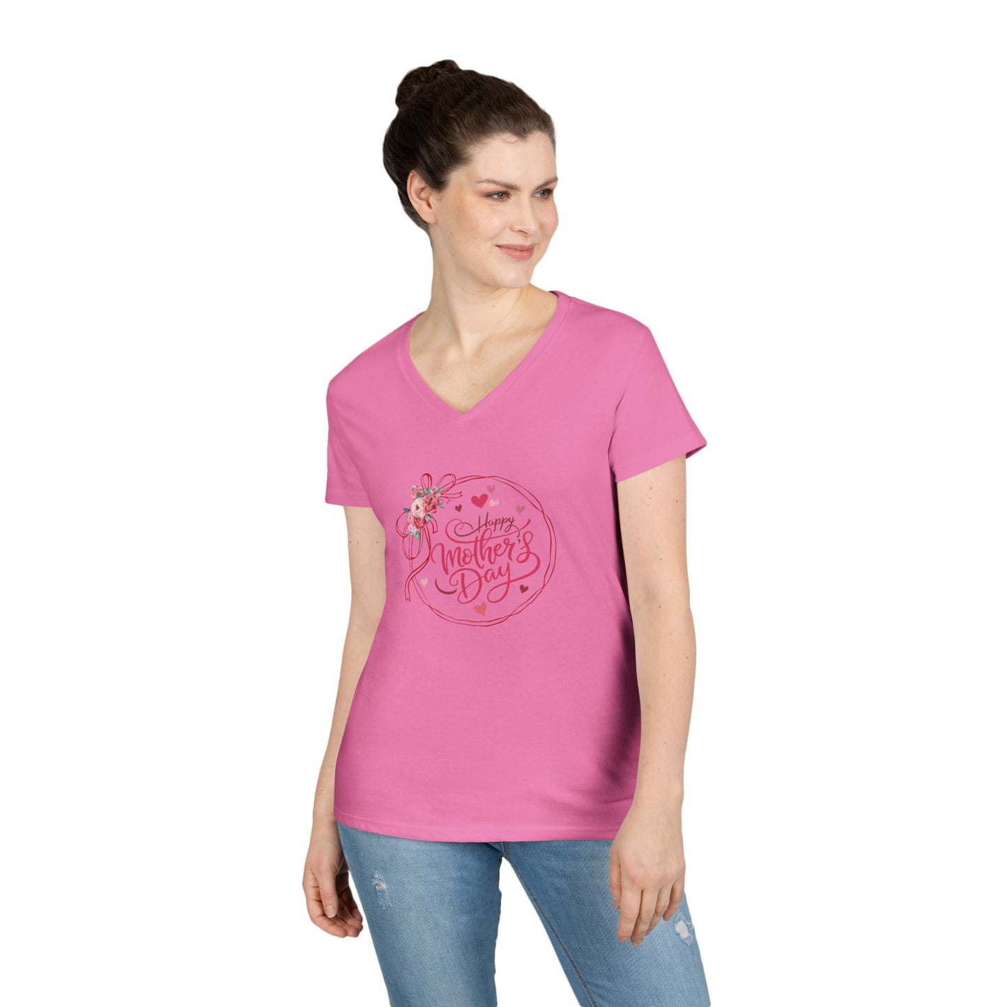 Happy Mother's Day Peonies V-Neck T-Shirt - Whippie's